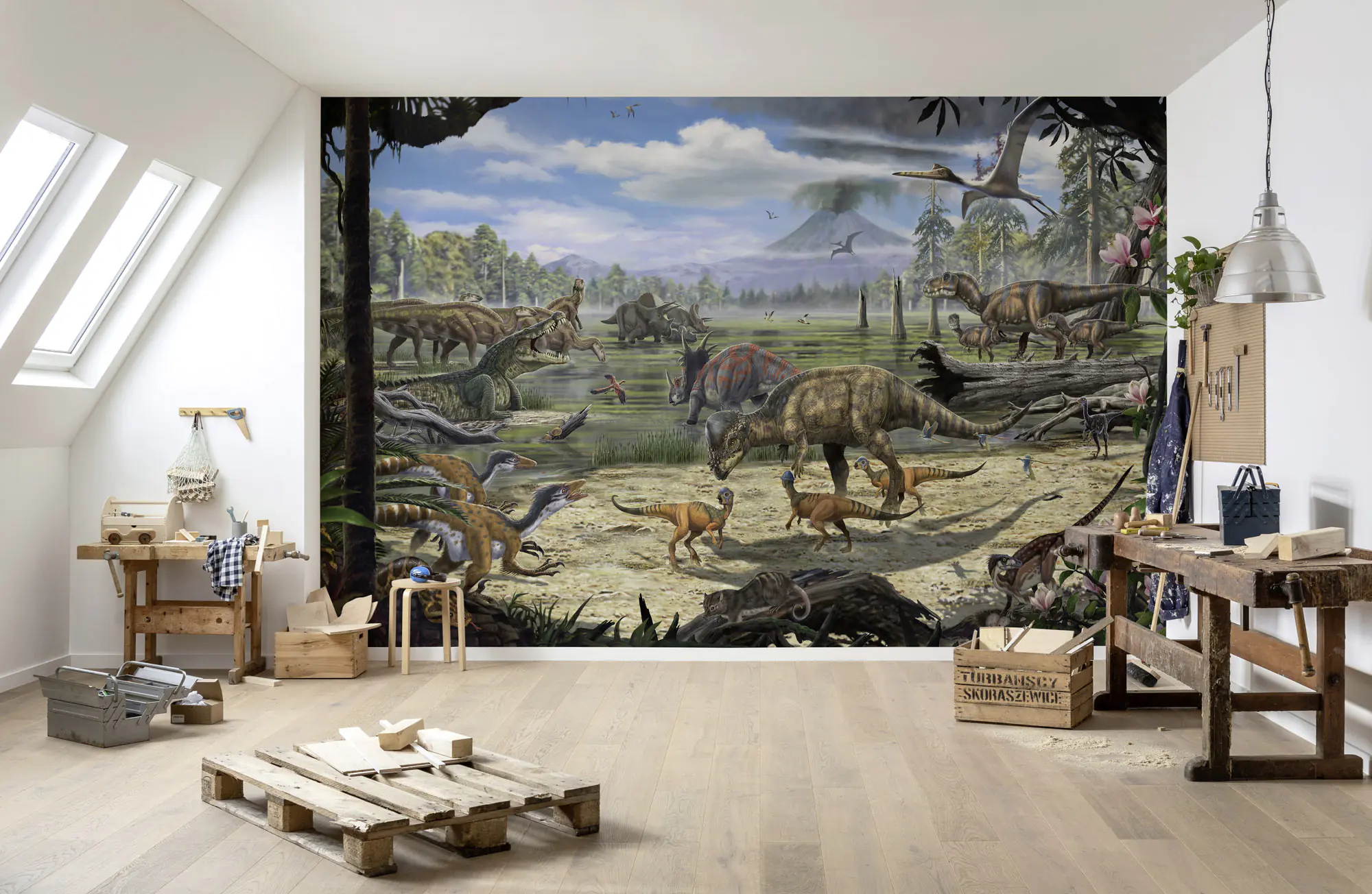 Komar Vlies Fototapete Dinosaurs on Shore 400 x 280 cm 