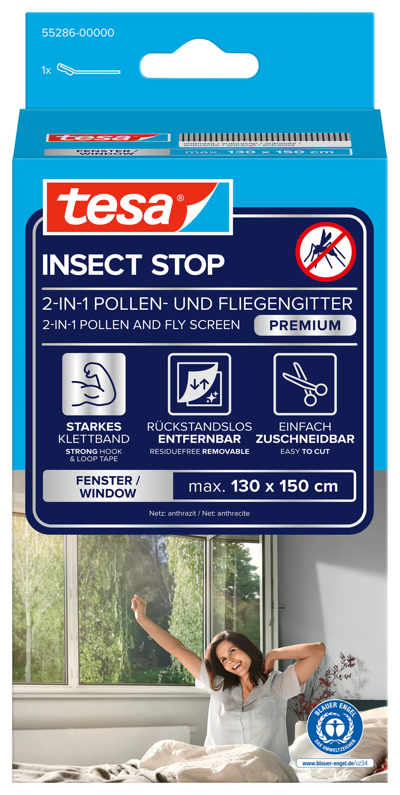 tesa Pollenschutzgitter 130 x 150 cm weiß