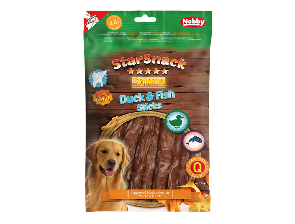 Nobby StarSnack Barbecue Duck & Fish Stick Hundesnack 130 g