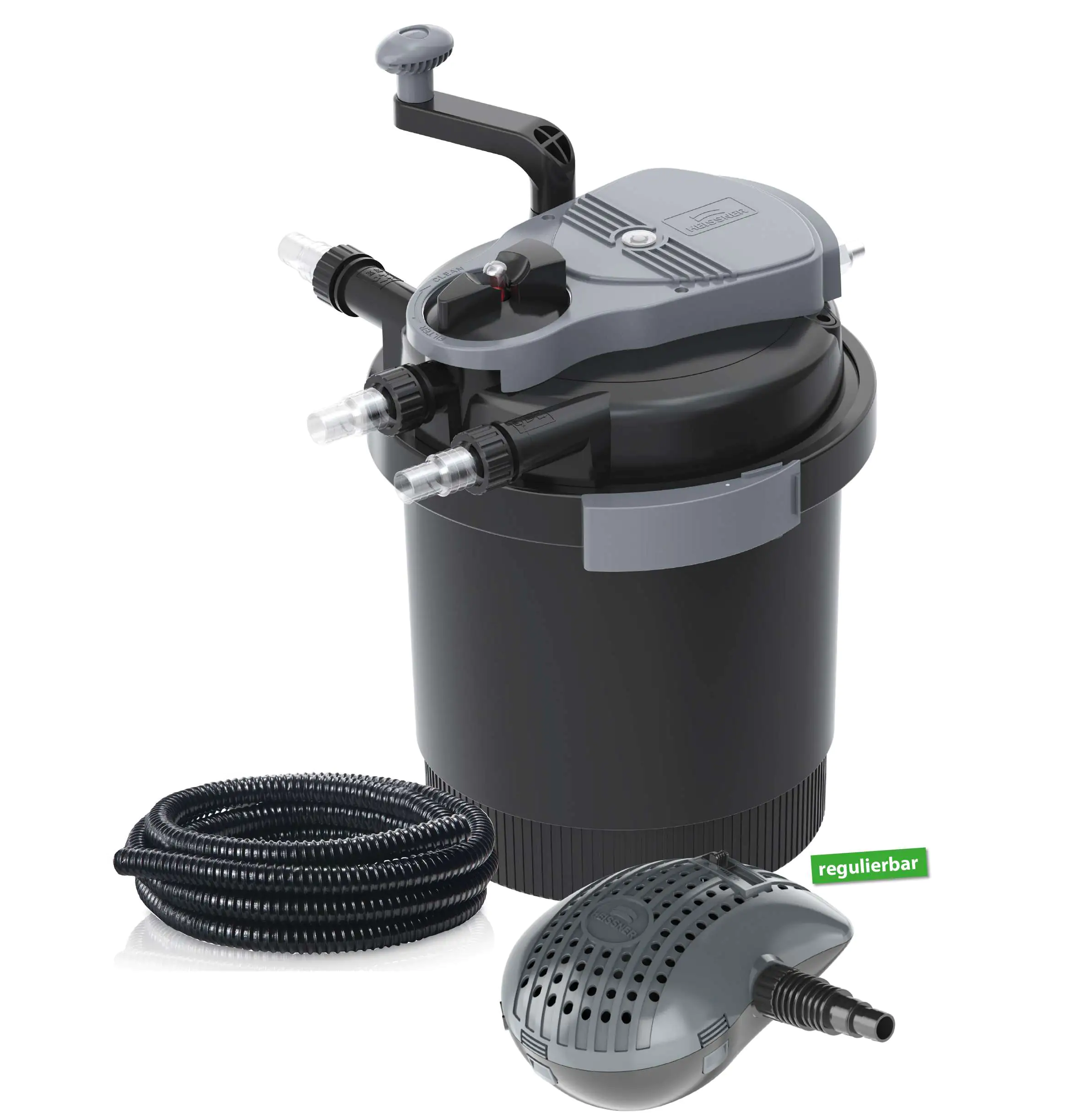 Heissner Druckfilter-Set HLF 4000 mit UVC-Klärer für Teiche bis 4.000 l Heissner Druckfilter-Set HLF 4000 mit UVC-Klärer für Teiche bis 4.000 l