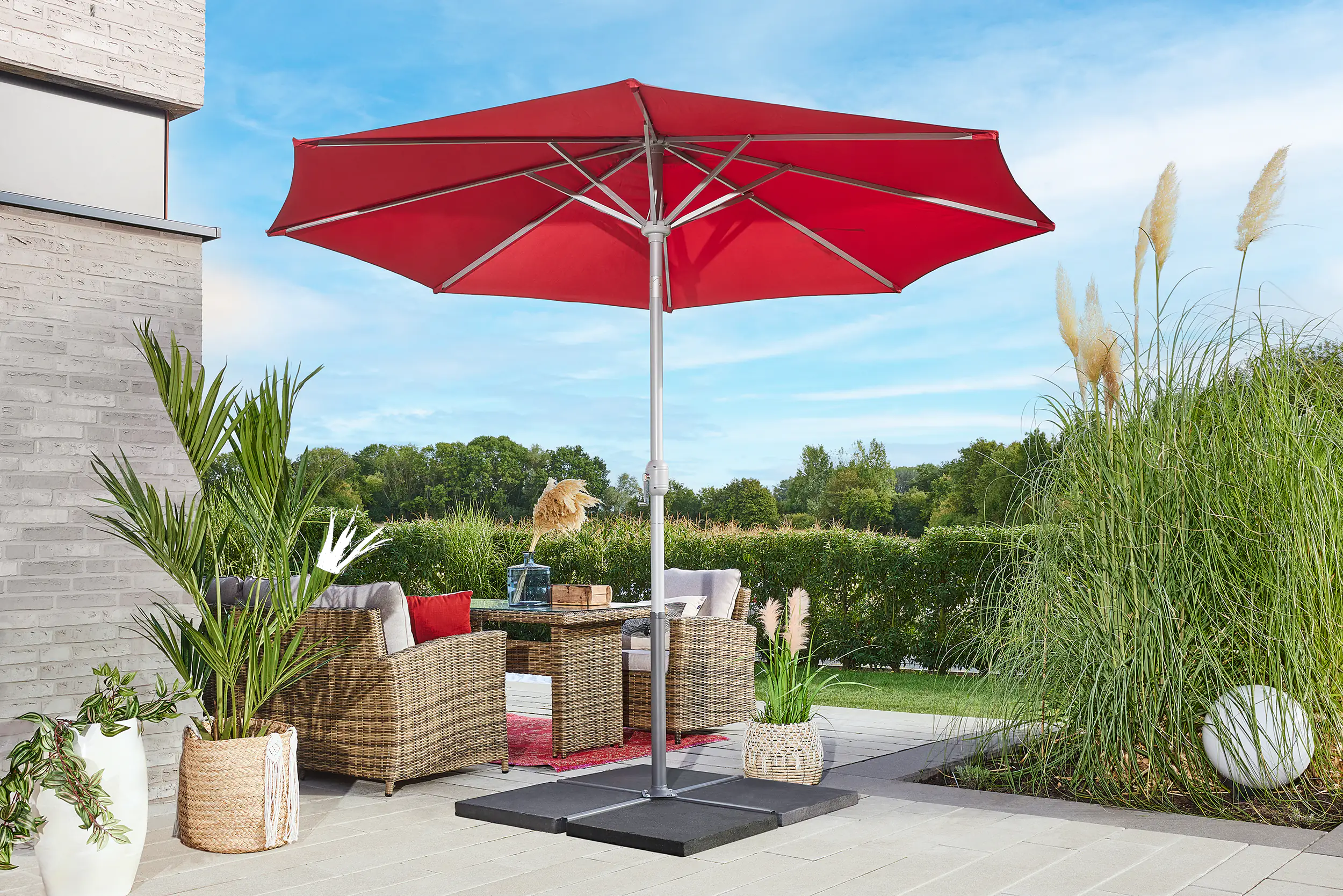 Primaster Sonnenschirm Kreta rot, Ø 300 cm Primaster Sonnenschirm Kreta rot, Ø 300 cm