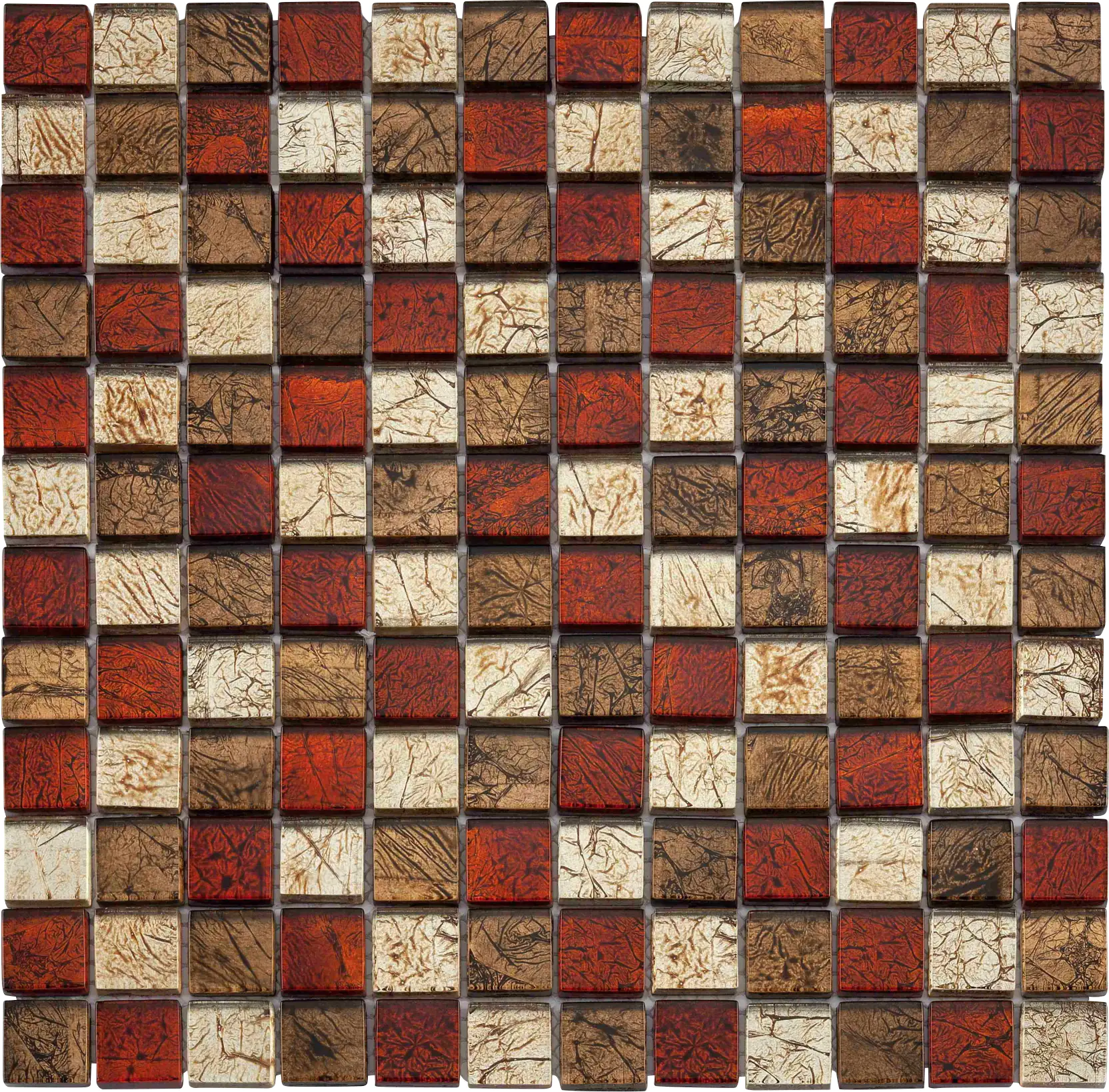 Mosaikfliese Glas Mini 30 x 30 cm rot-braun Steinmaß: ca. 2,3 x 2,3 cm
