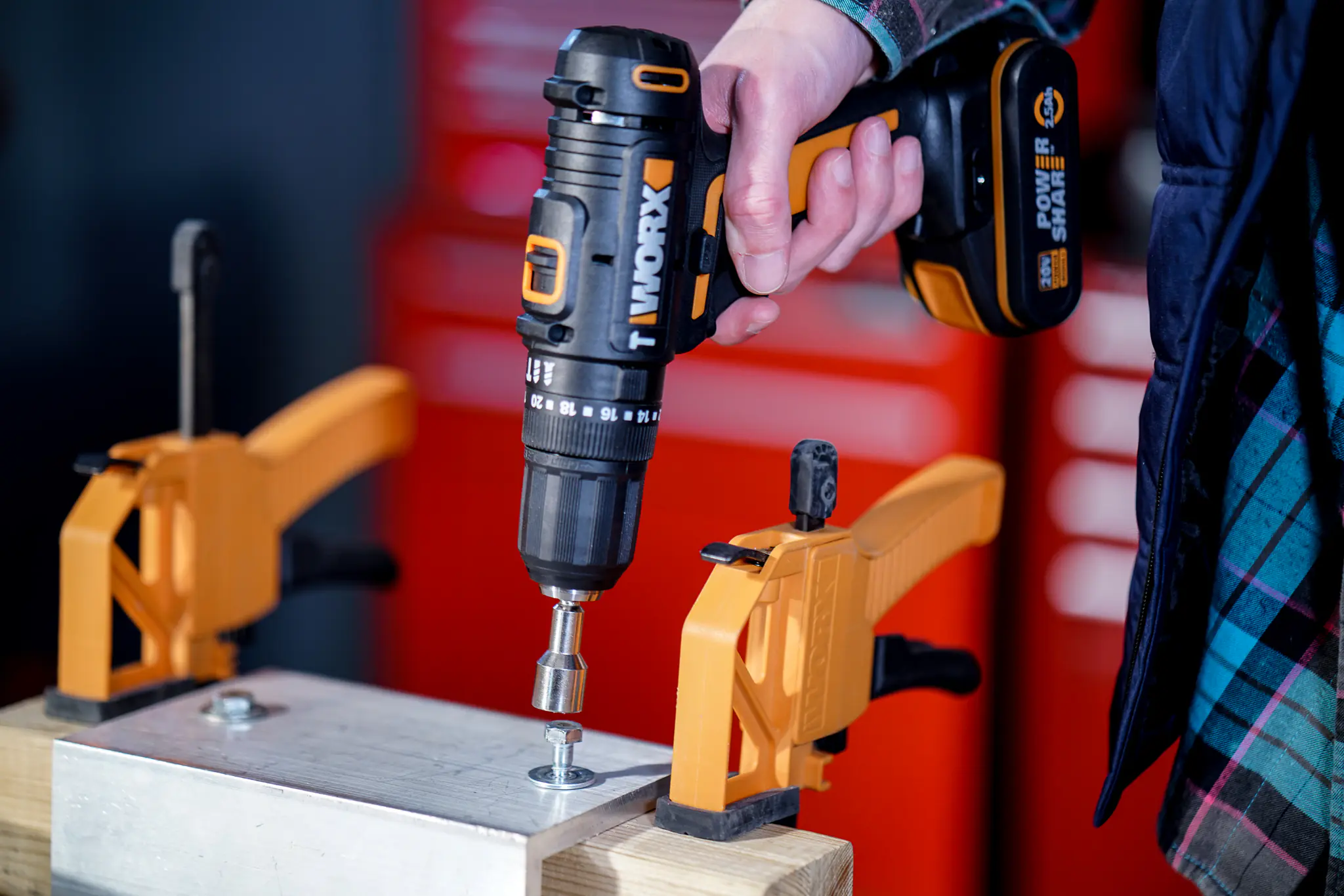 Worx Akku-Bohrschrauber WX100 20 V inkl. Akku Ladegerät & Tasche