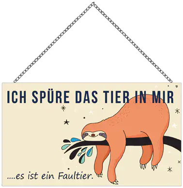 4251050558607 Schild mit Spruch Das Tier in mir, 23 x 13 cm mit Kette