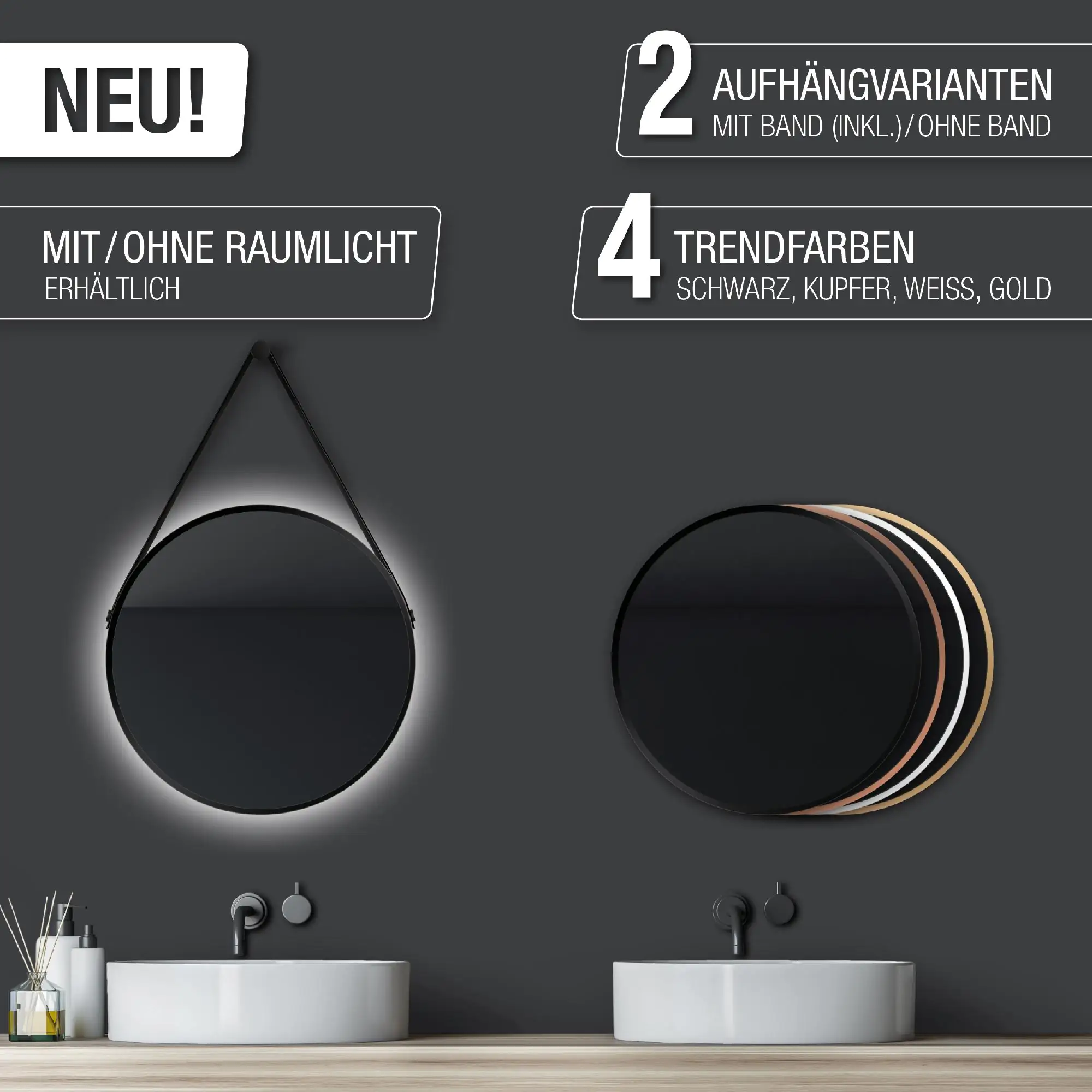 DSK LED Lichtspiegel Silver Barbier Ø50 cm, schwarz DSK LED Lichtspiegel Silver Barbier Ø50 cm, schwarz