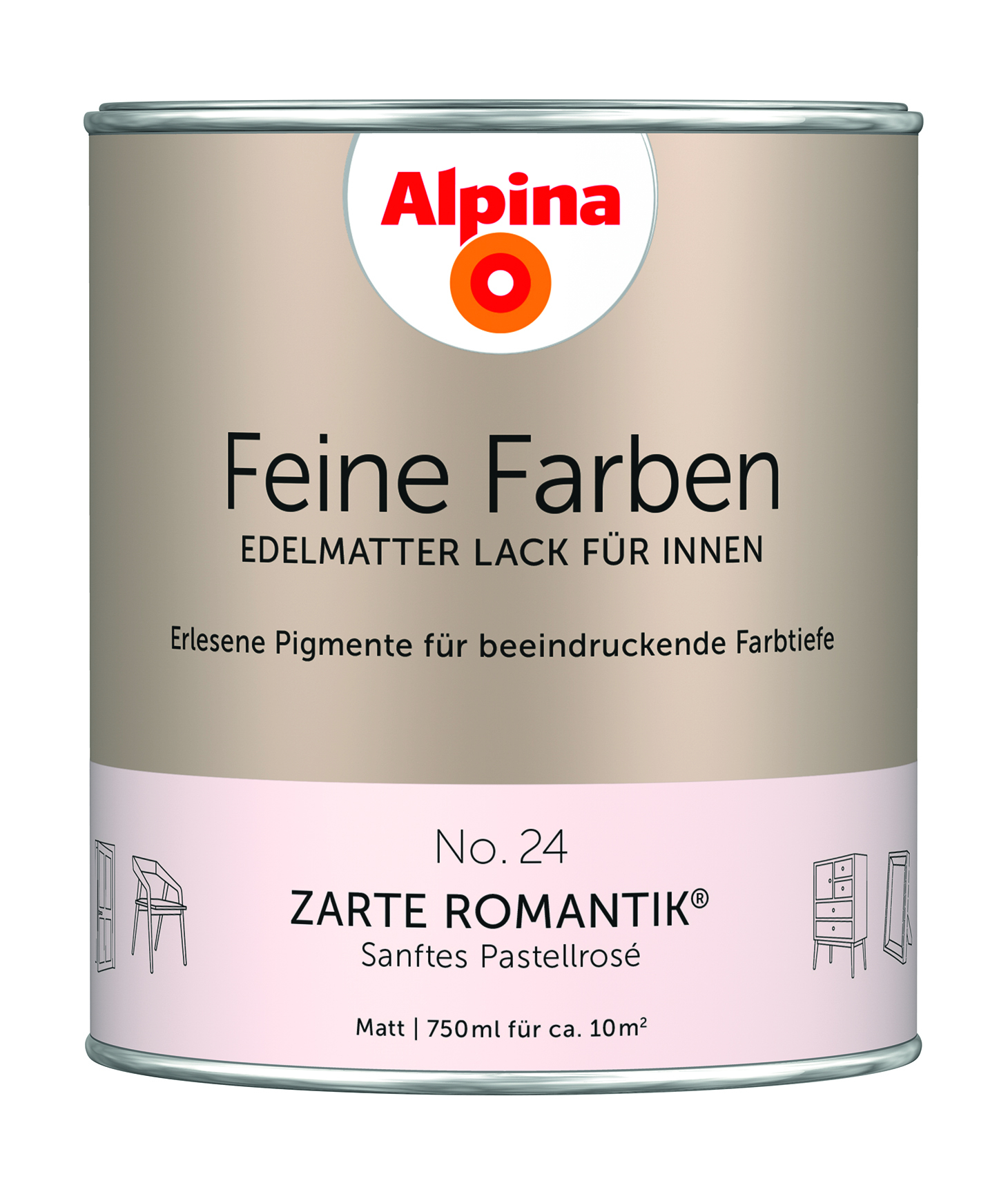 Alpina Feine Farben Lack No. 24 Zarte Romantik - pastellrosé 750 ml