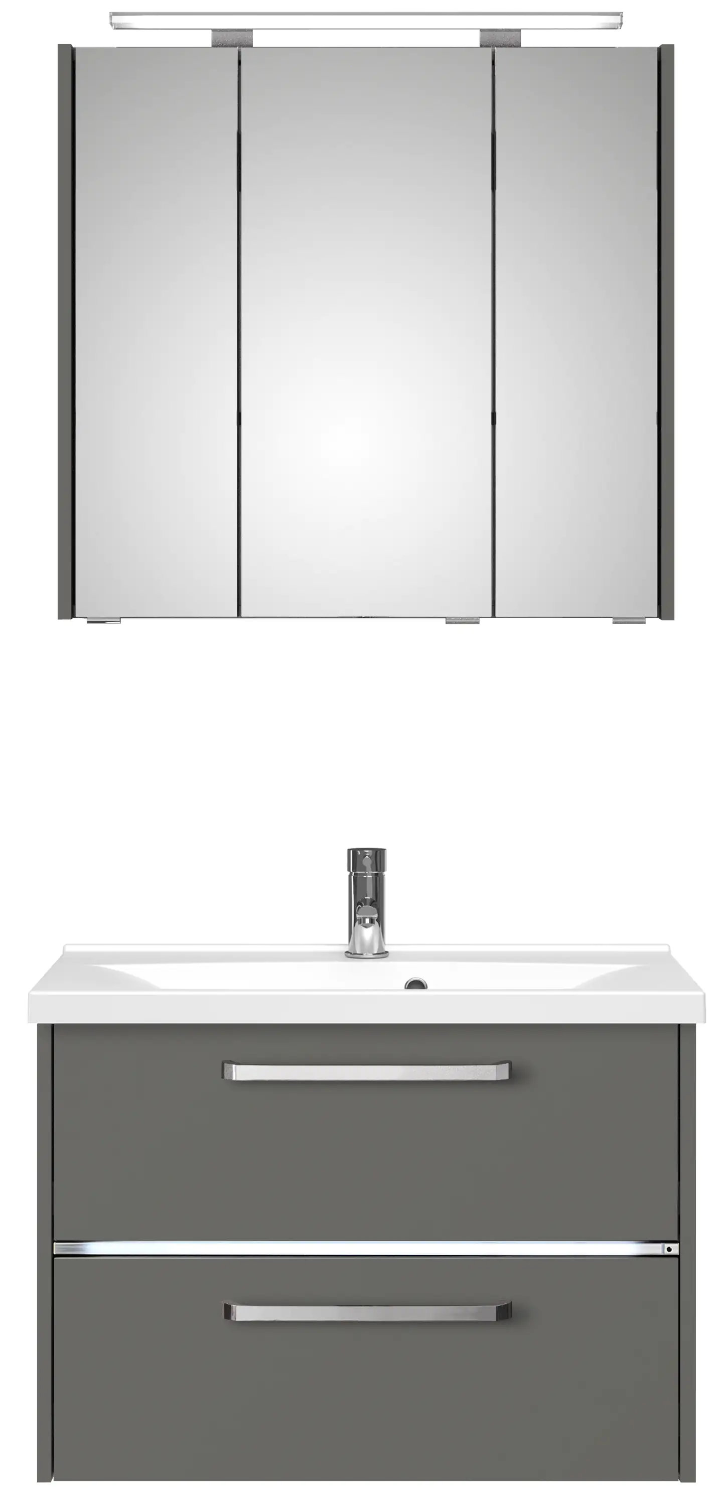 Primaster Badmöbel-Set Berlin grau 77 cm LED-Leuchten, Mineralgusswaschtisch Primaster Badmöbel-Set Berlin grau 77 cm LED-Leuchten, Mineralgusswaschtisch