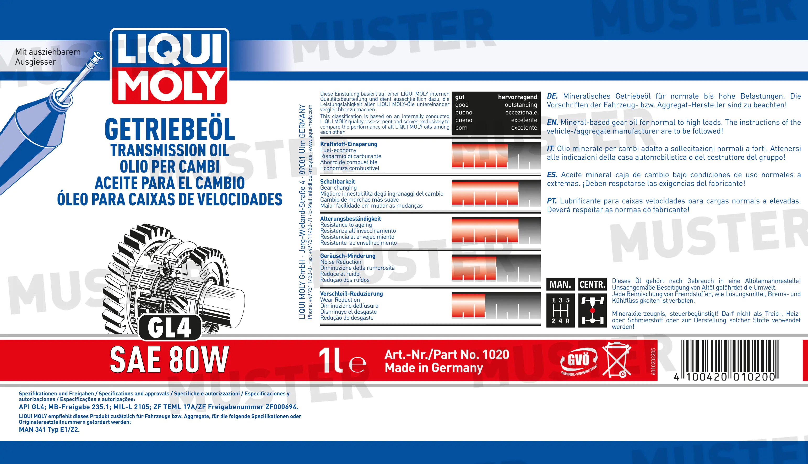 Liqui Moly Getriebeöl GL4 80W 1 L