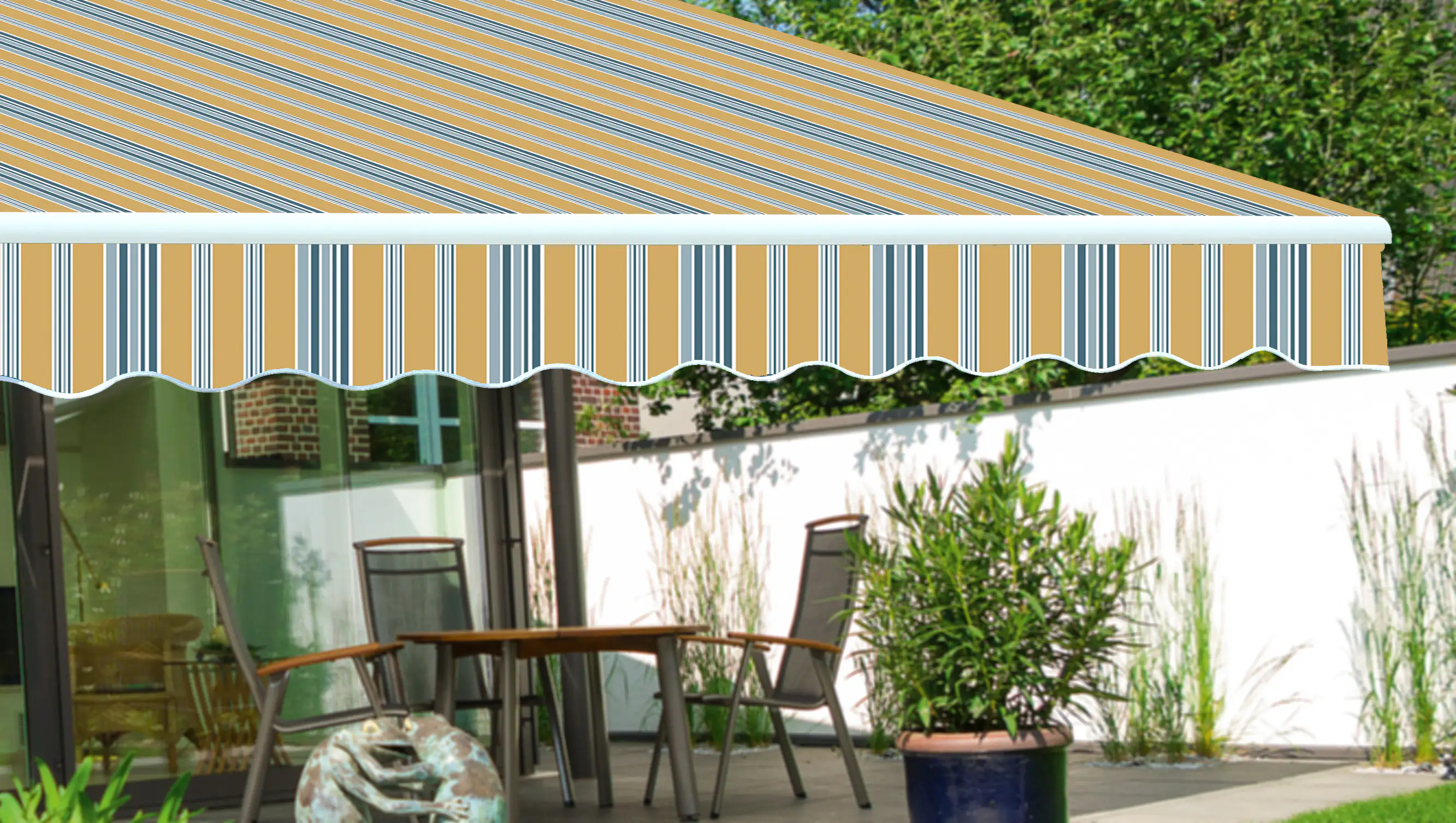 2077817015327_3 TrendLine Gelenkarm-Markise 3 x 2,5 m gelb-weiß gestreift