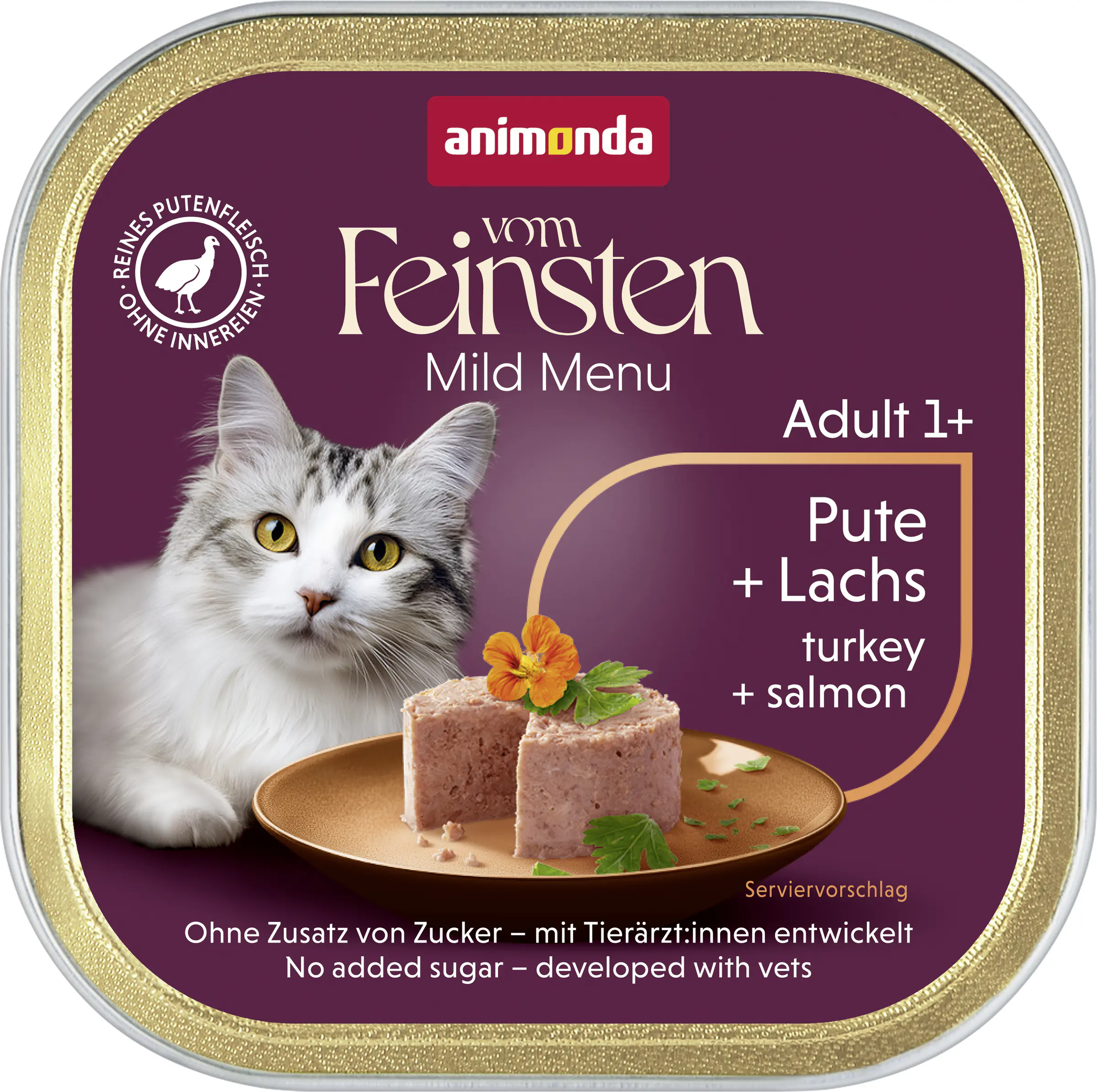 Vom Feinsten Katzennassfutter Mildes Menü Pute & Lachs, 100g