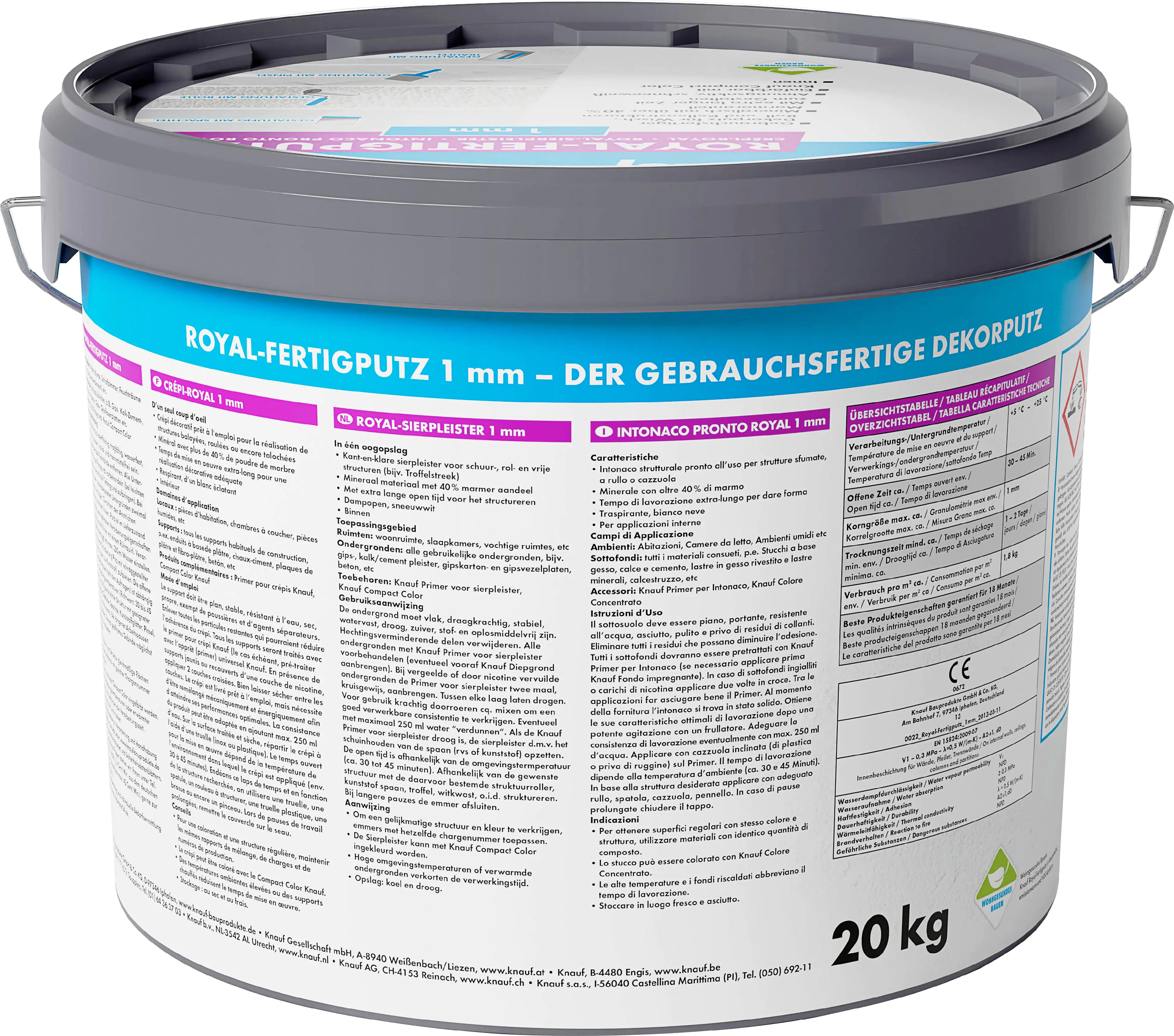 Knauf Royal-Fertigputz 20 kg 1,0 mm Körnung schneeweiß