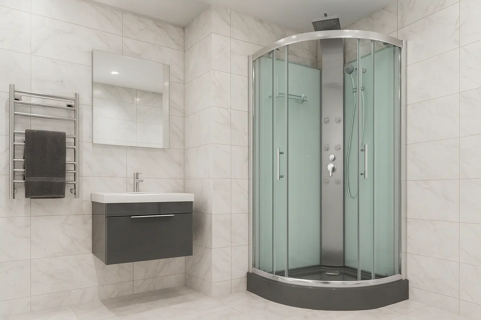 Primaster Komplettdusche 90 x 90 x 226 cm Easy Fix New 2 chrom 
