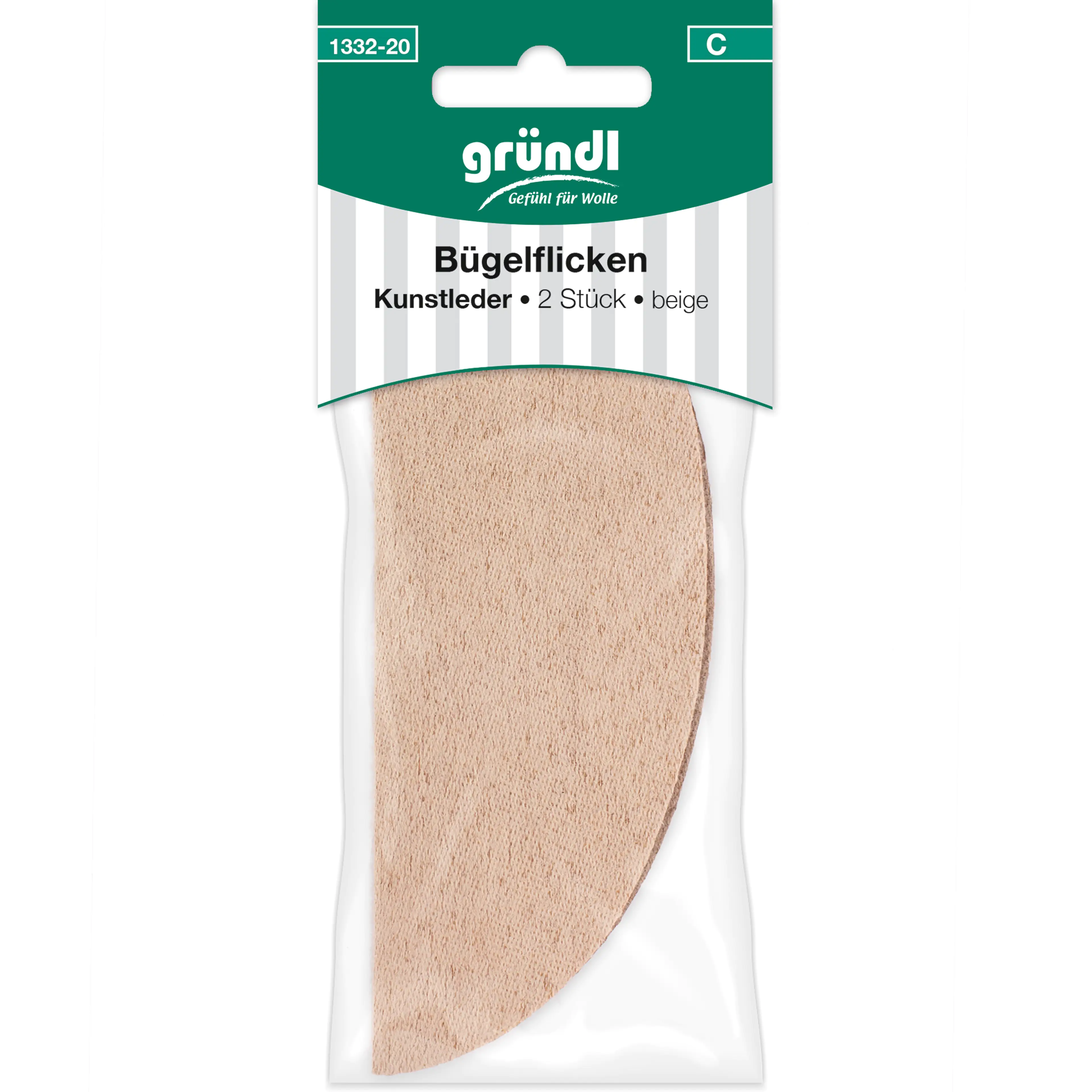 Gründl Bügelflicken Kunstleder 2 Stück beige