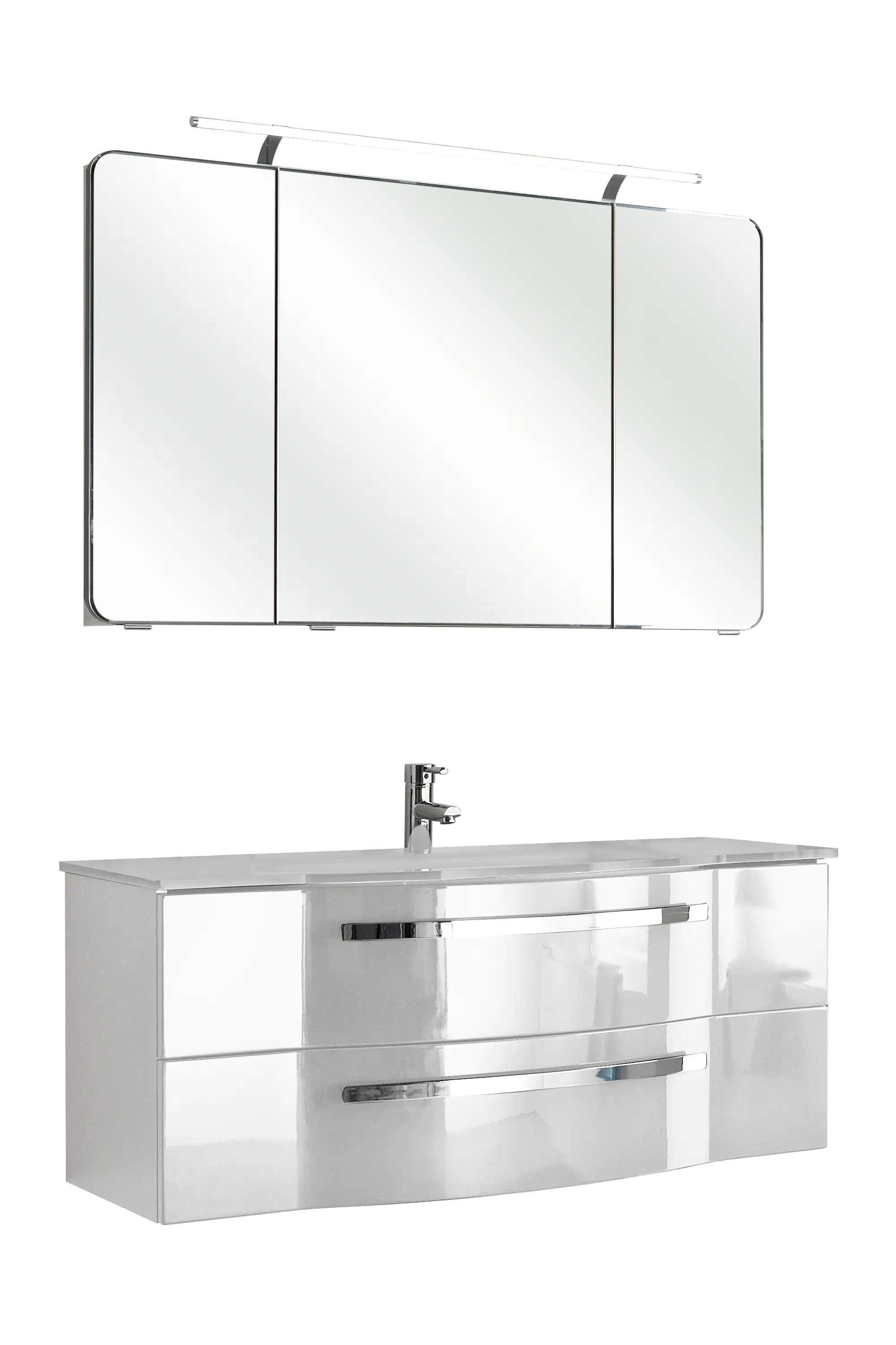 4017026103048_2 Pelipal Badmöbel-Set 4005 Lack polarweiß Hgl mit Glas-Waschtisch + LED-Leuchte 120 cm
