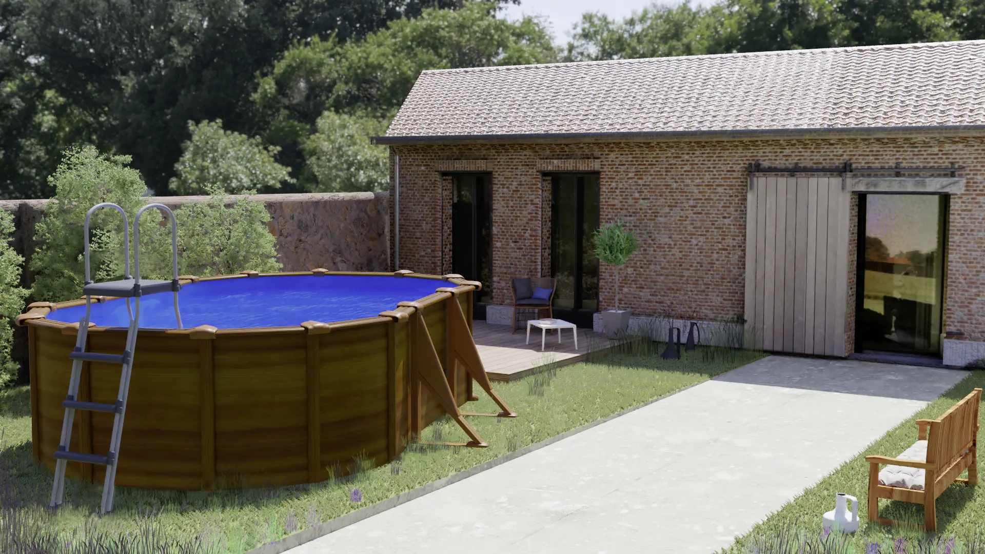 Gre Stahlwandpool Pacific oval 610 x 375 x 120 cm Holzdekor Gre Stahlwandpool Pacific oval 610 x 375 x 120 cm Holzdekor