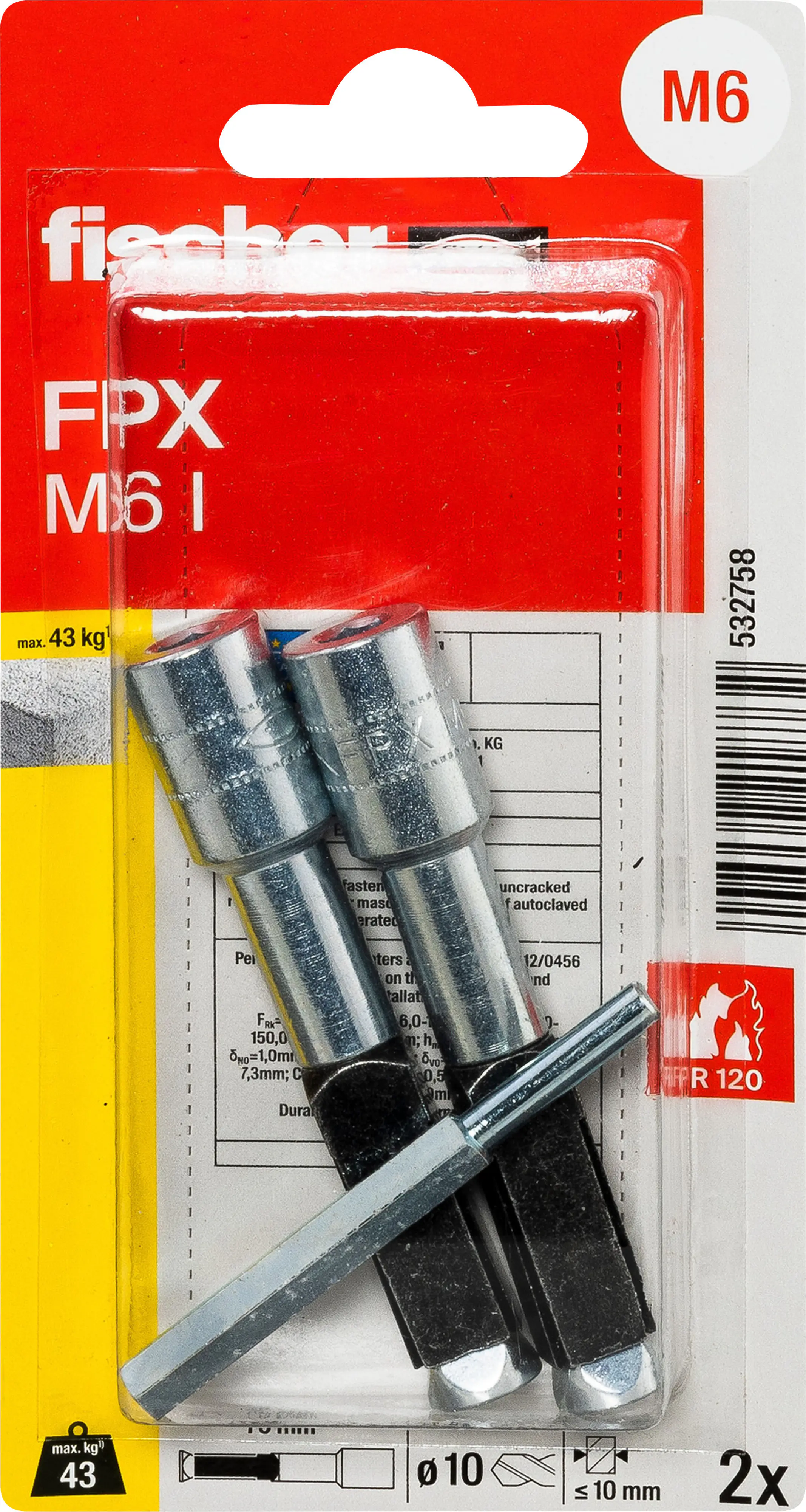 Fischer Porenbetonanker FPX I M 6 10 x 70 mm - 2 Stück