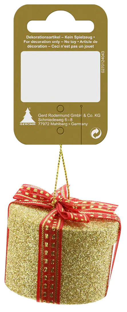 Weihnachtshänger Geschenk gold 5 x 5 x 3,5 cm