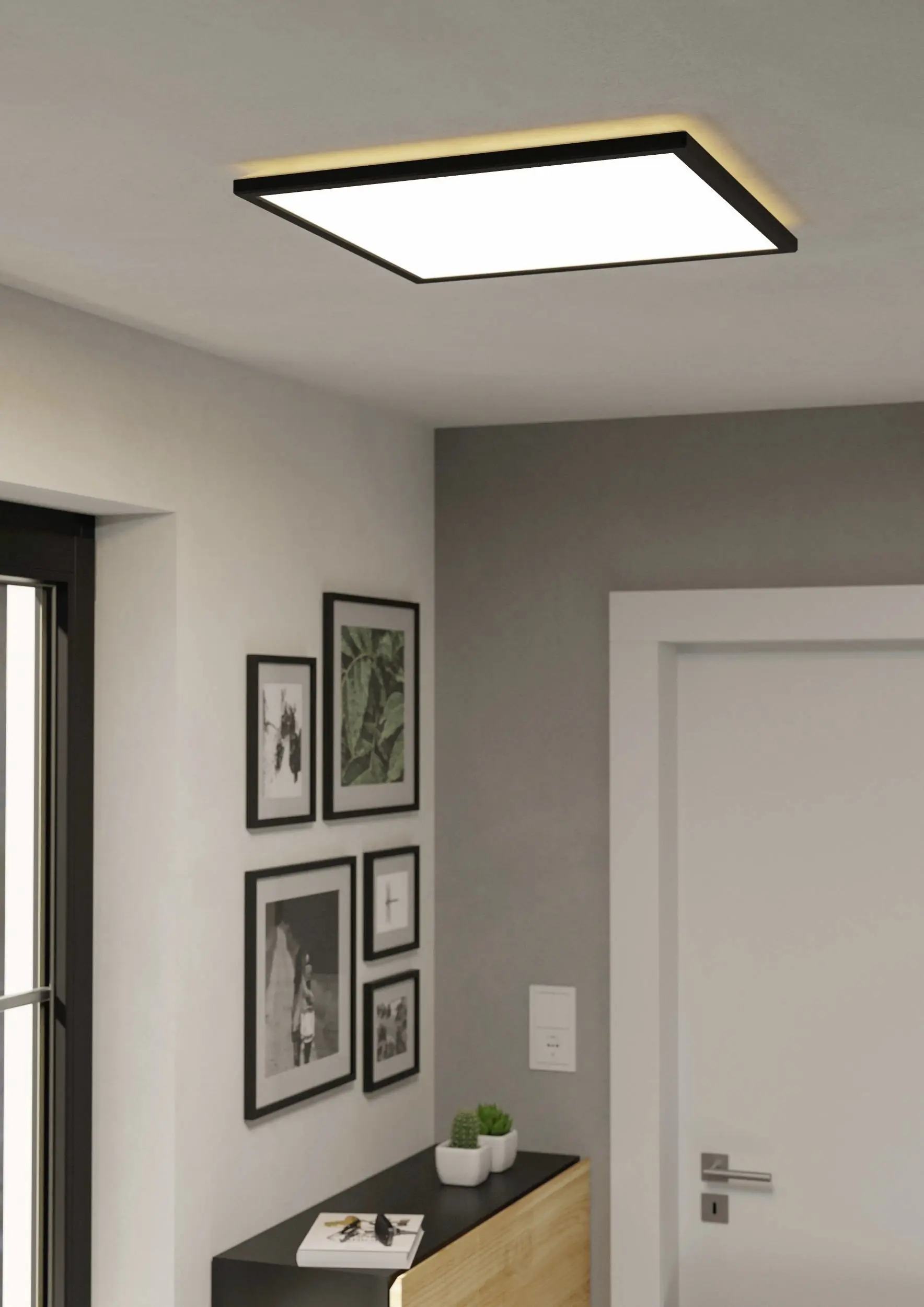 Eglo LED Deckenleuchte Rovito-R schwarz 50 x 50 cm warmweiß-kaltweiß dimmbar