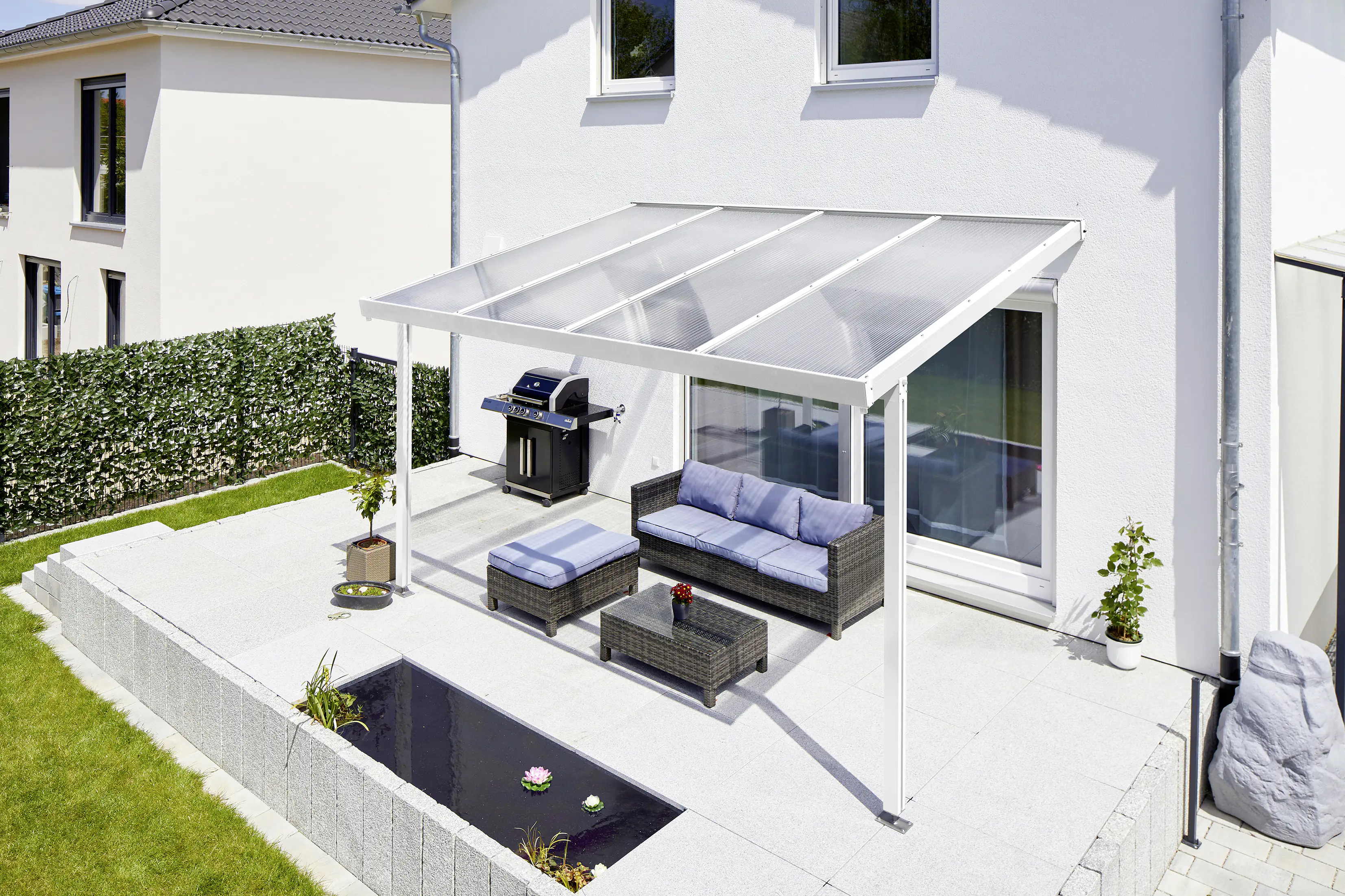 Gutta Premium Terrassendach 410,2 x 306 cm weiß Acryl klar 16 mm