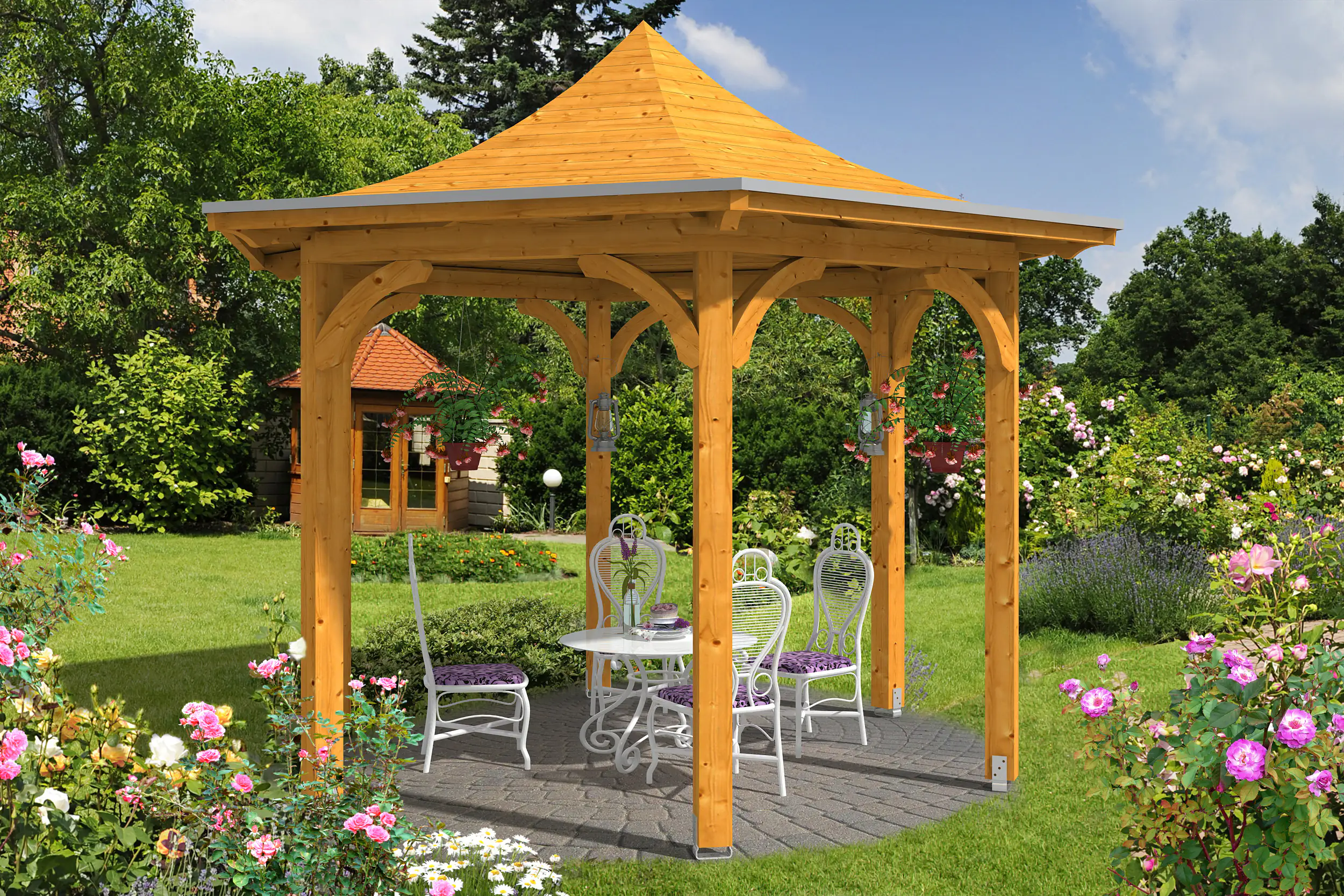 4018211007615 SKAN HOLZ Pavillon Versailles Leimholz, lasiert in Eiche hell