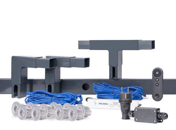 Alberts Beleuchtungsset Highlight für Doppelstabmatten 12,5 m lang anthrazit