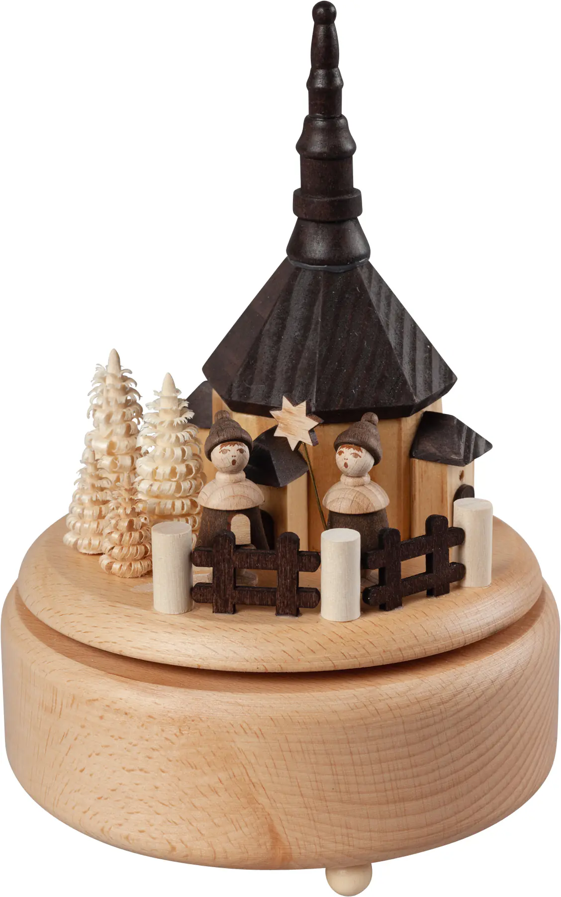 Saico Dekofigur Spieluhr Seiffener Kirche & Kurrende Holz Ø 14 x 20 cm natur
