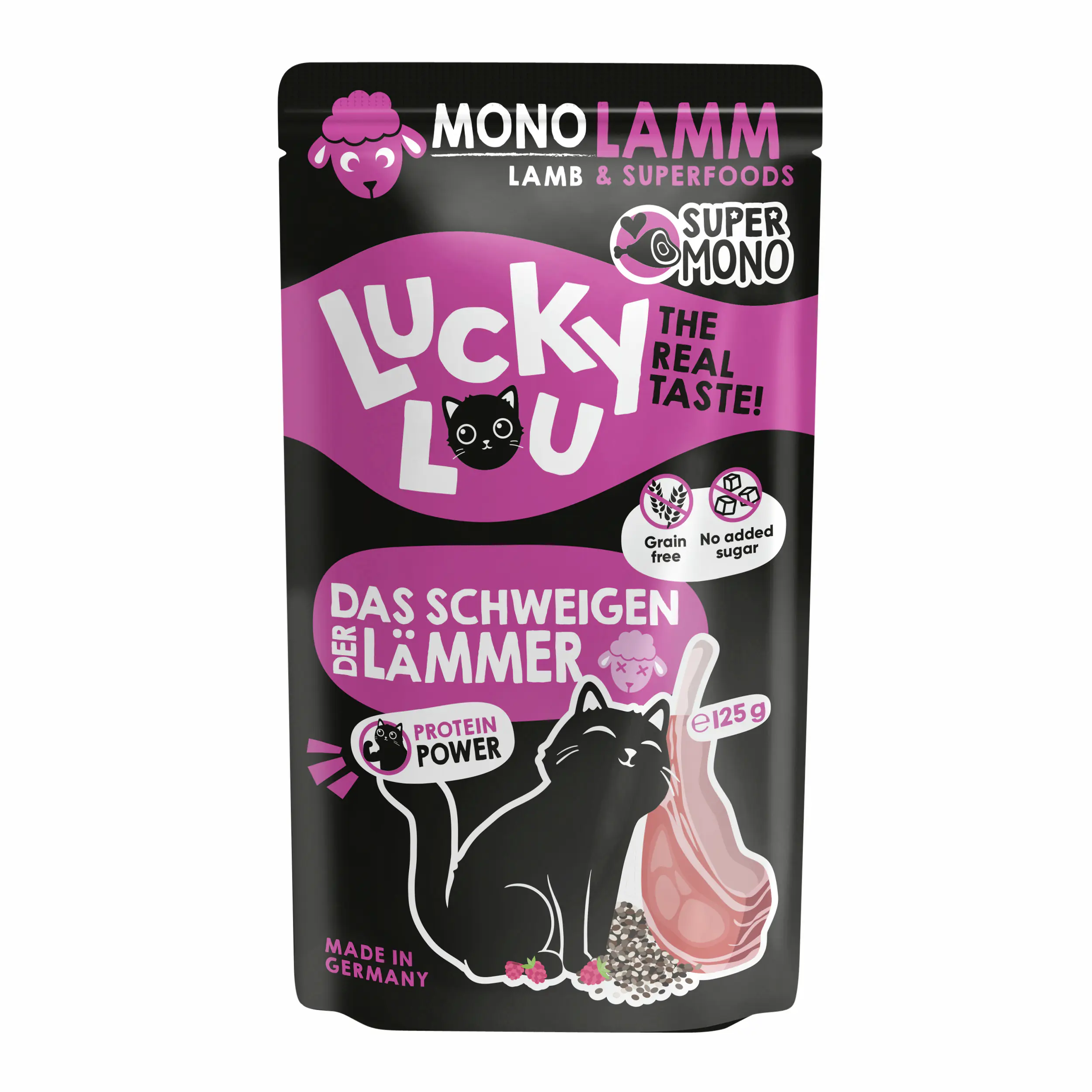 Lucky Lou SuperMono Katzennassfutter Adult getreidefrei 125 g Lamm