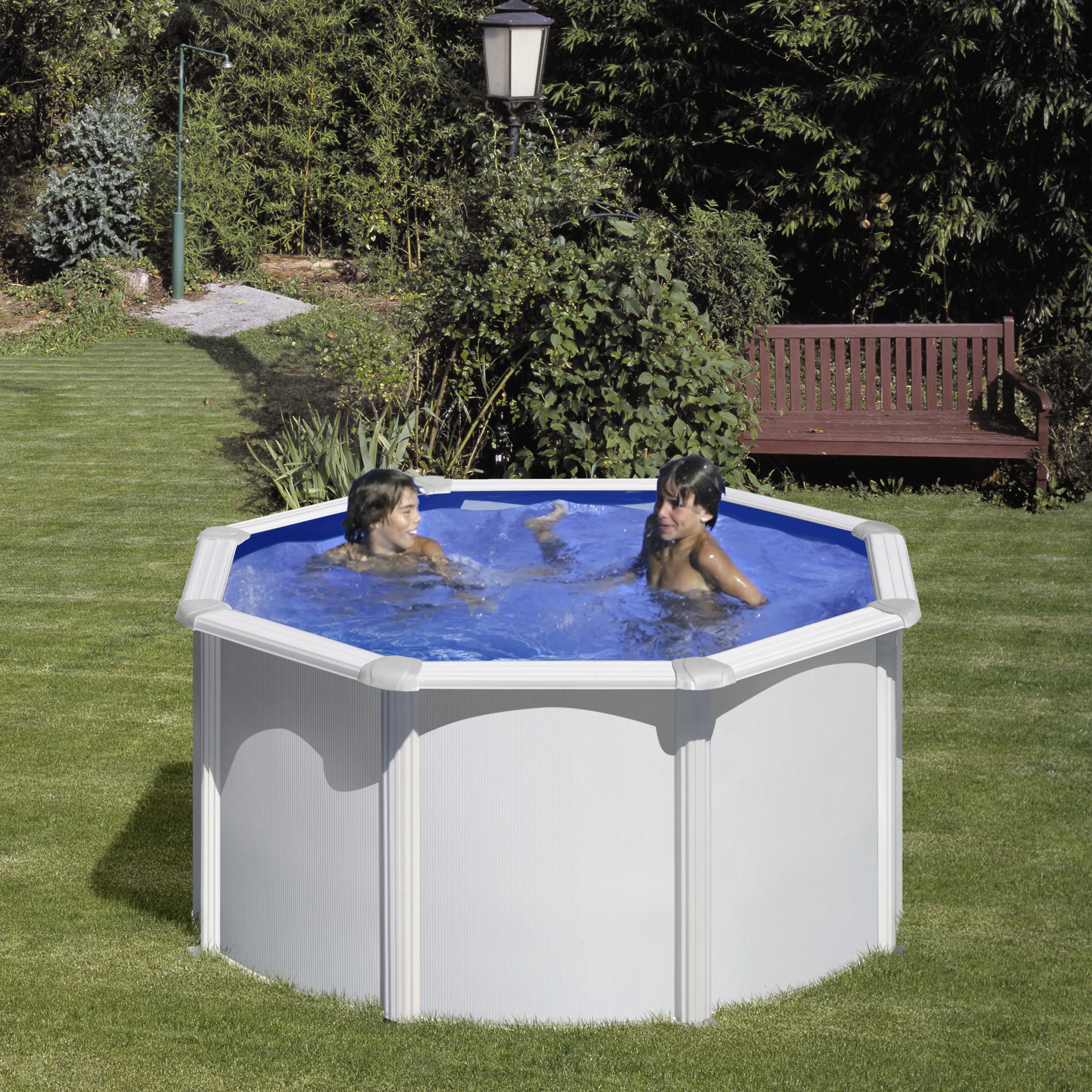 Gre Stahlwandpool Fidji Komplett-Set rund Ø 260 x 122 cm weiß