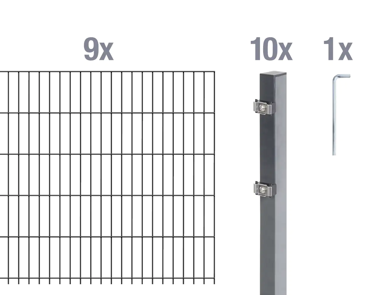 Alberts Doppelstabmatten-Grundset 18 m 200 x 160 cm 6/5/6 anthrazit Alberts Doppelstabmatten-Grundset 18 m 200 x 160 cm 6/5/6 anthrazit