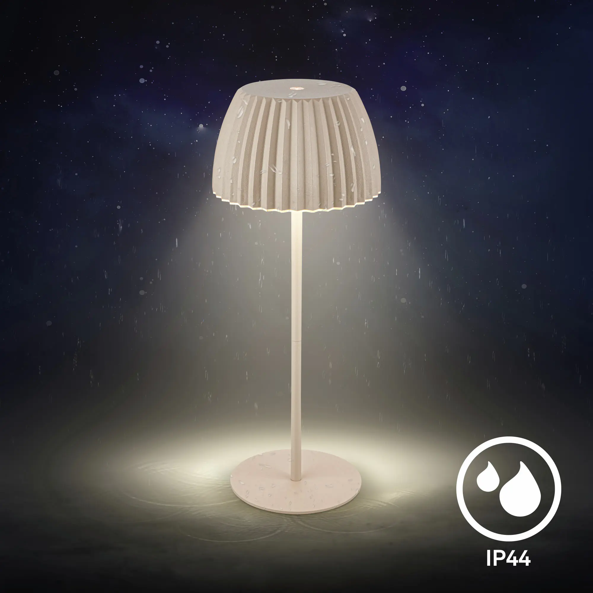 Briloner LED-Tischleuchte Riffle mit Akku beige dimmbar