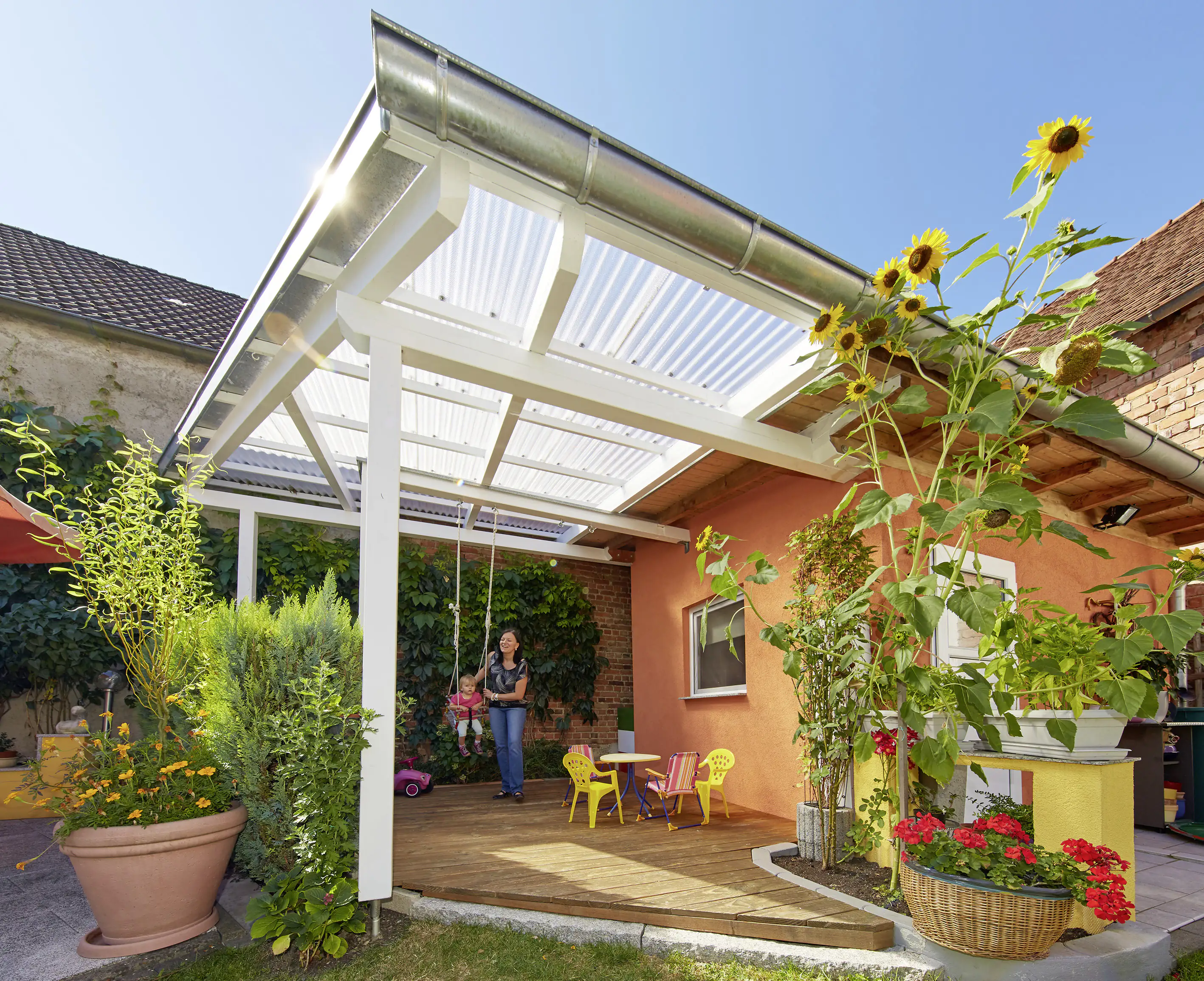 Gutta Polycarbonat-Wellplatte Wabe Sinus 76/18 600 x 104,5 cm 2,6 mm klar