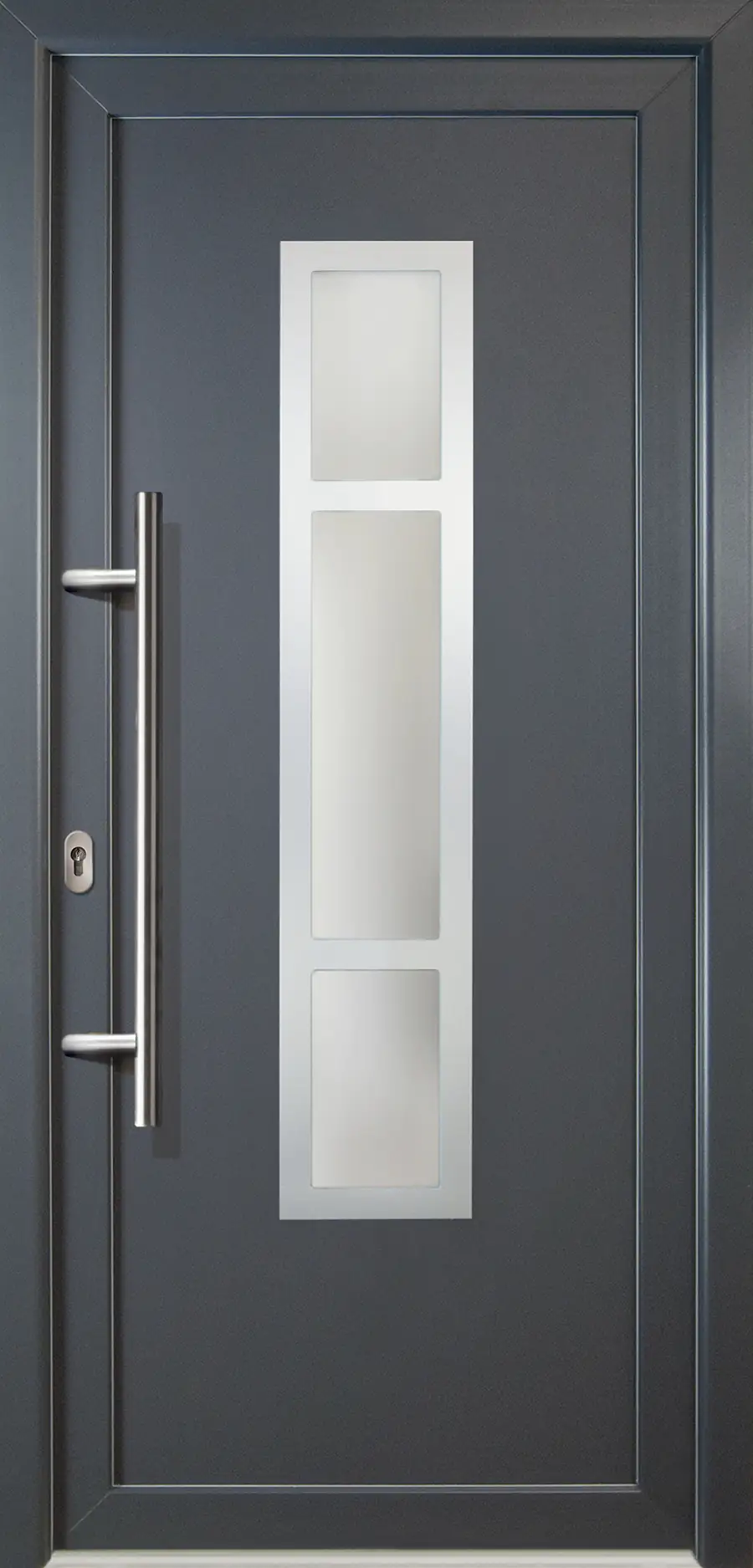 Meeth Haustür Signum PVC Modell 87 88 x 208 cm, DIN links, weiß/titan