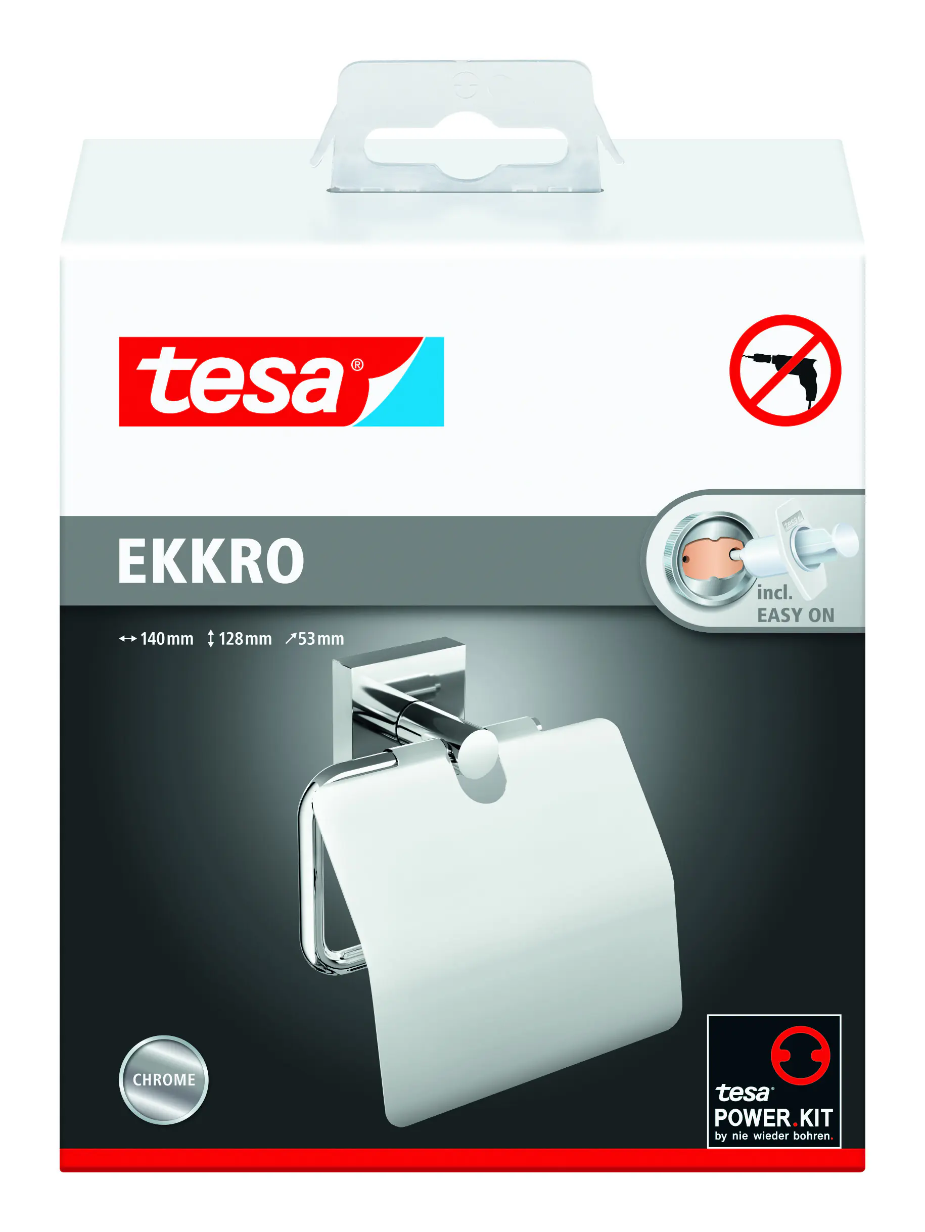 tesa Toilettenpapierhalter Ekkro mit Deckel chrom