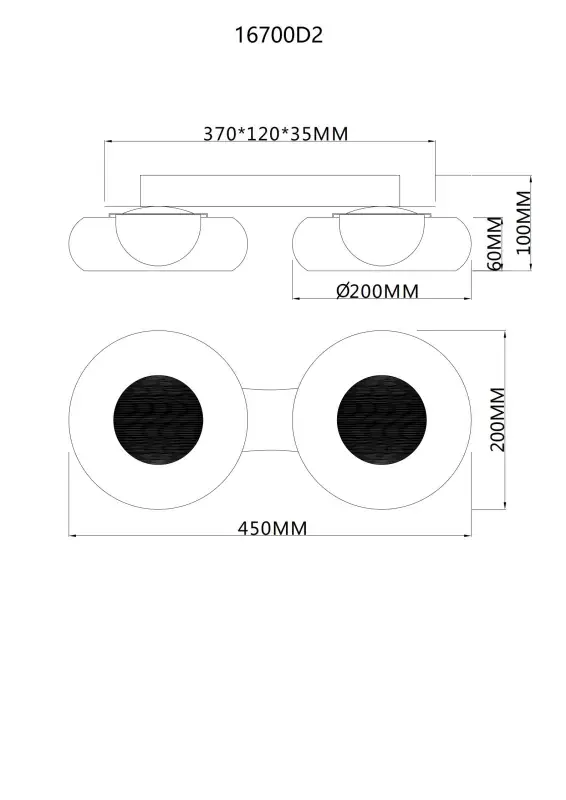 Globo Deckenleuchte Carlene 45 x 20 cm schwarz matt