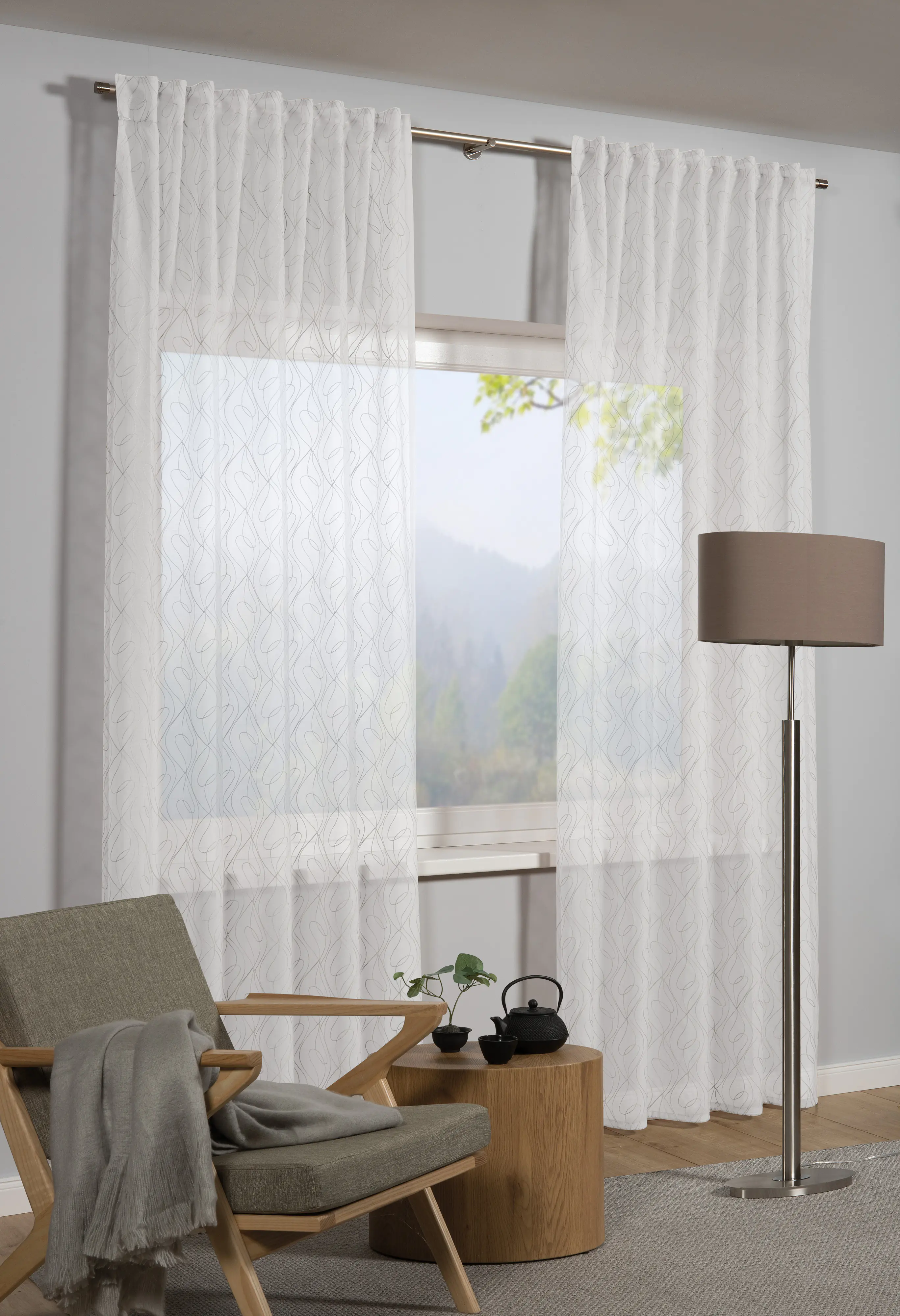 Sehlbach Fertigschal mit Gardinenband 135 x 245 cm weiß