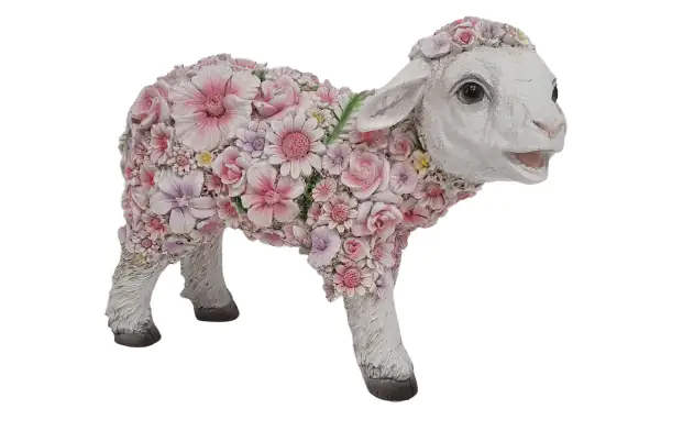 Dekofigur Blumenschaf stehend 8 x 12 x 30 cm