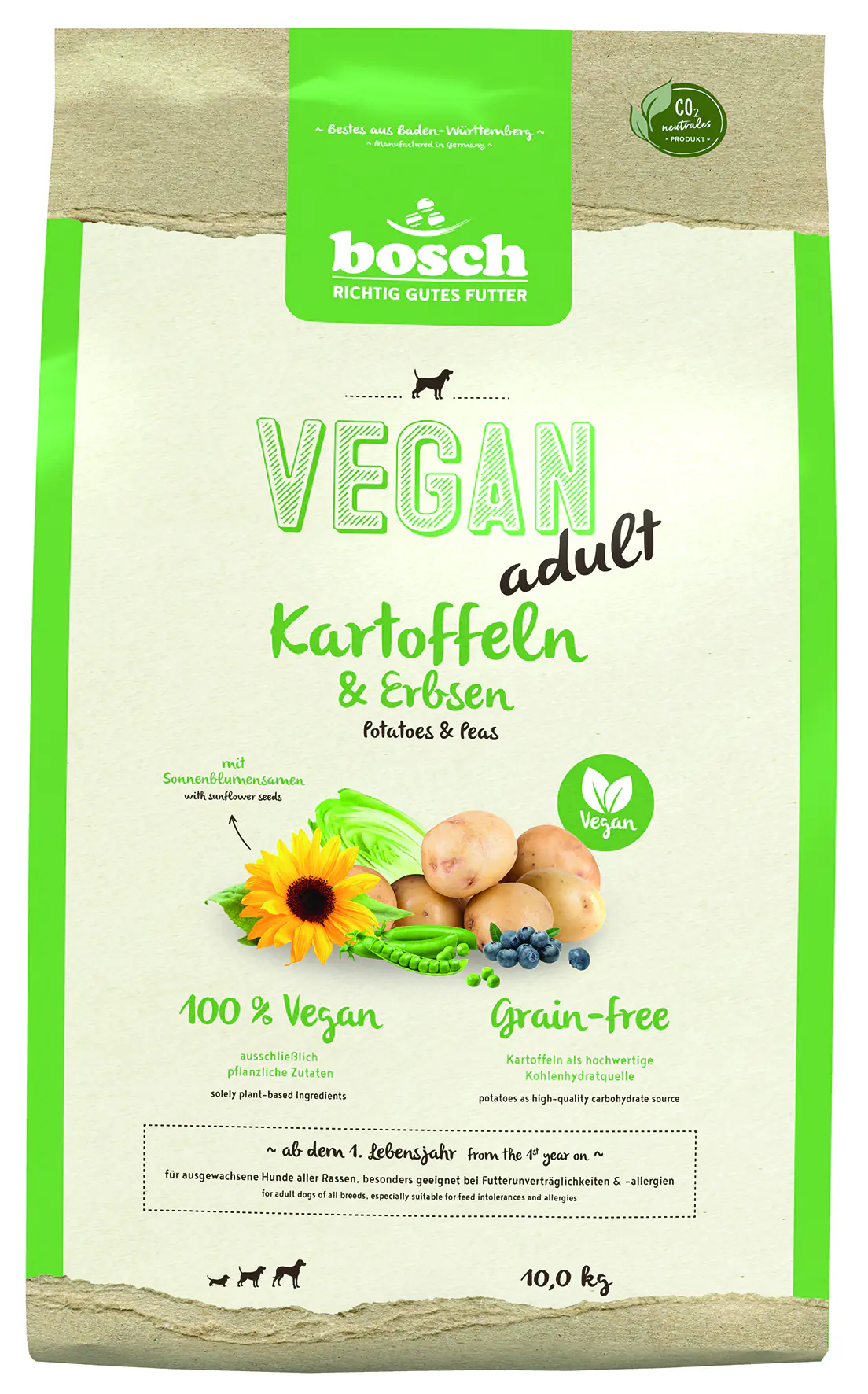 Bosch Hundetrockenfutter Vegan Adult 10 kg Kartoffeln & Erbsen