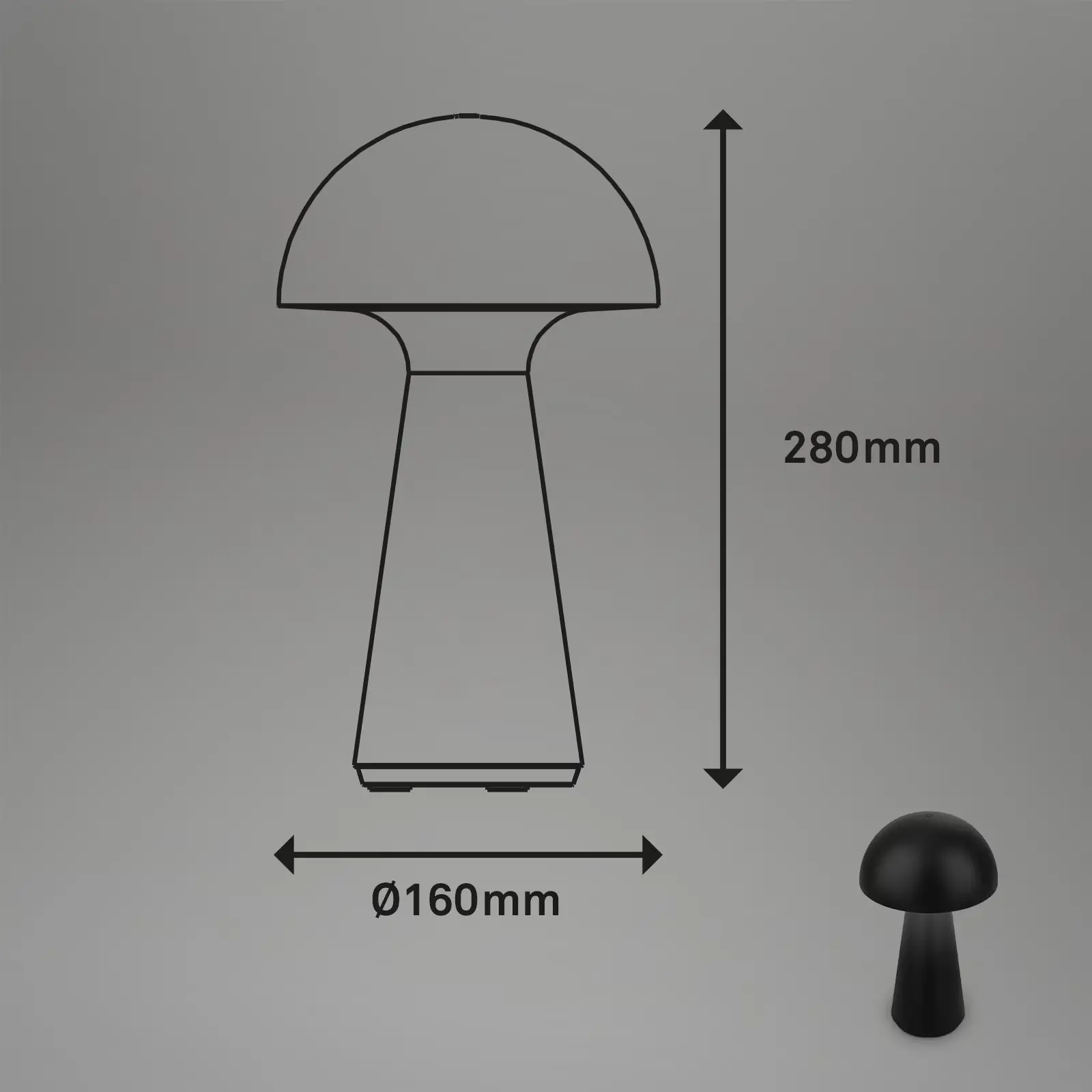 Briloner LED Akku-Tischleuchte Fungo schwarz 28 x 16 cm warmweiß Briloner LED Akku-Tischleuchte Fungo schwarz 28 x 16 cm warmweiß