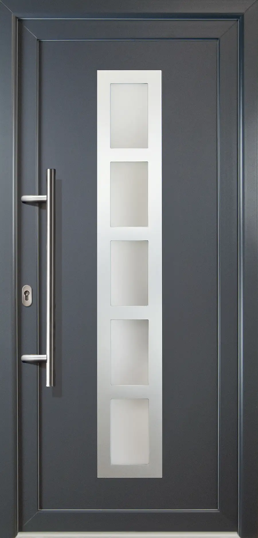 4060691099154 Meeth Haustür Signum PVC Exclusiv PVC Modell 51 108 x 208 cm, DIN links, Titan
