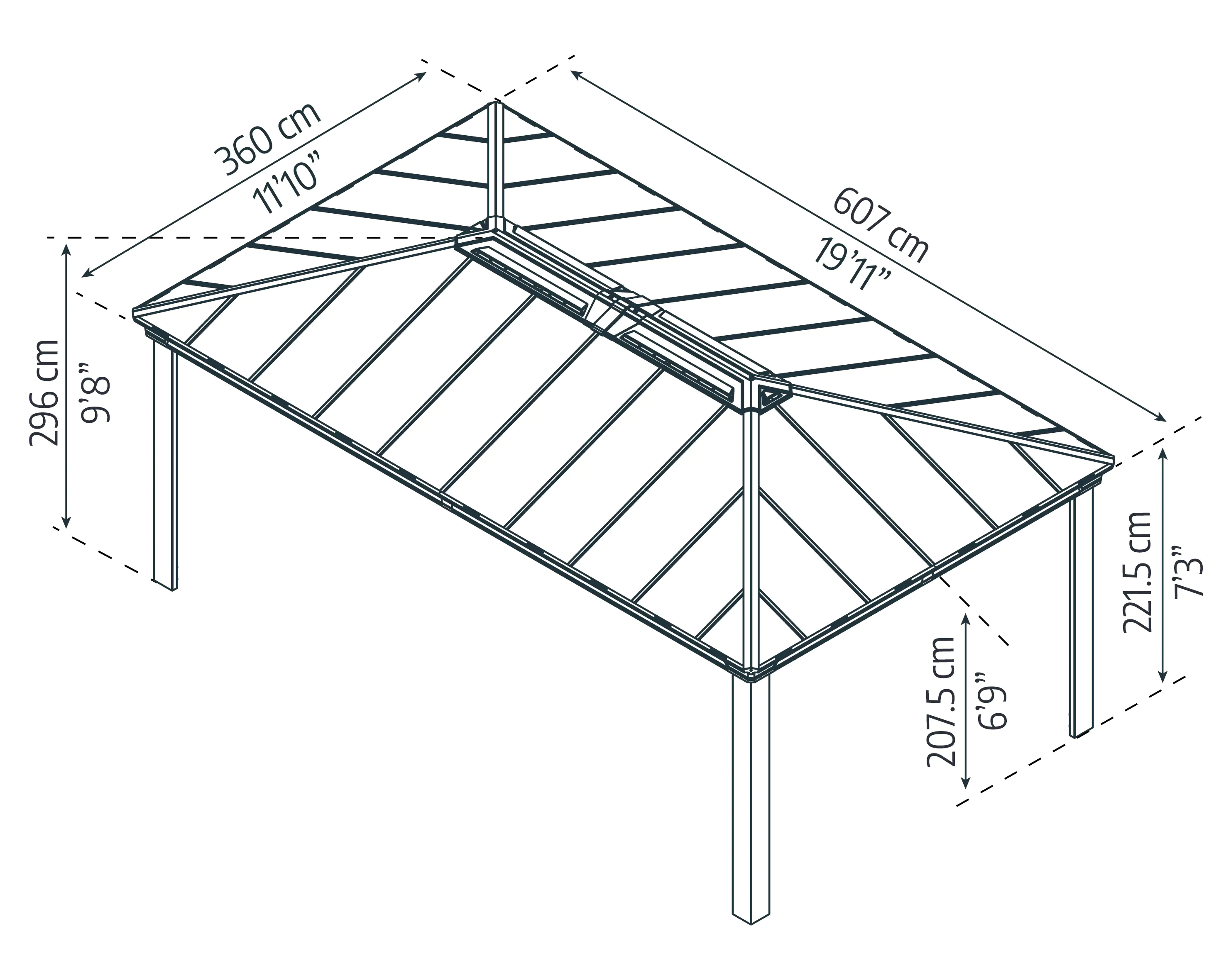 Canopia Pavillon Dallas 6100 6,12 x 3,64 m, grau Canopia Pavillon Dallas 6100 6,12 x 3,64 m, grau