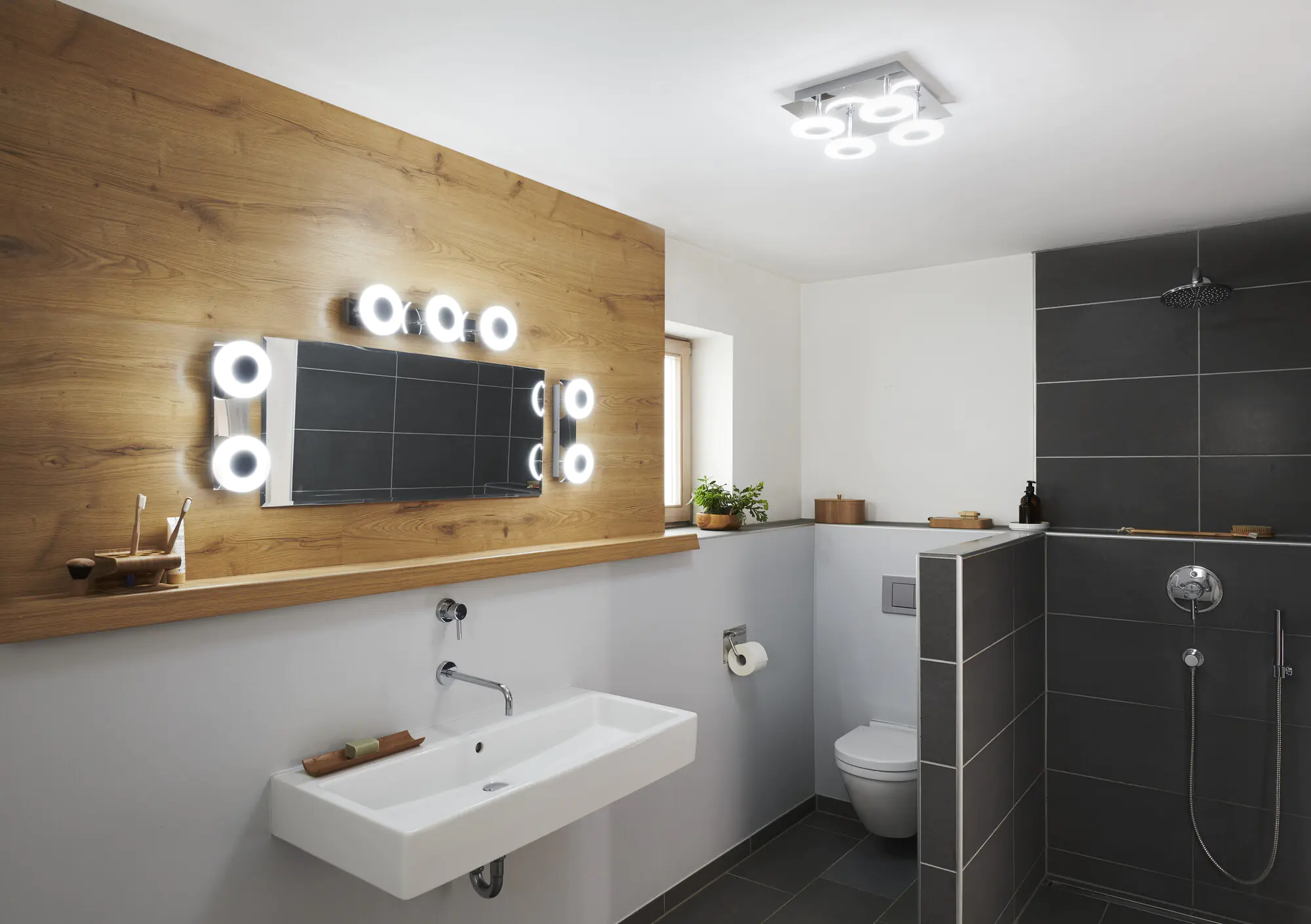 Ledvance Smart+ LED Badleuchte Orbis Wave silber 32 x 12 cm 15 W dimmbar