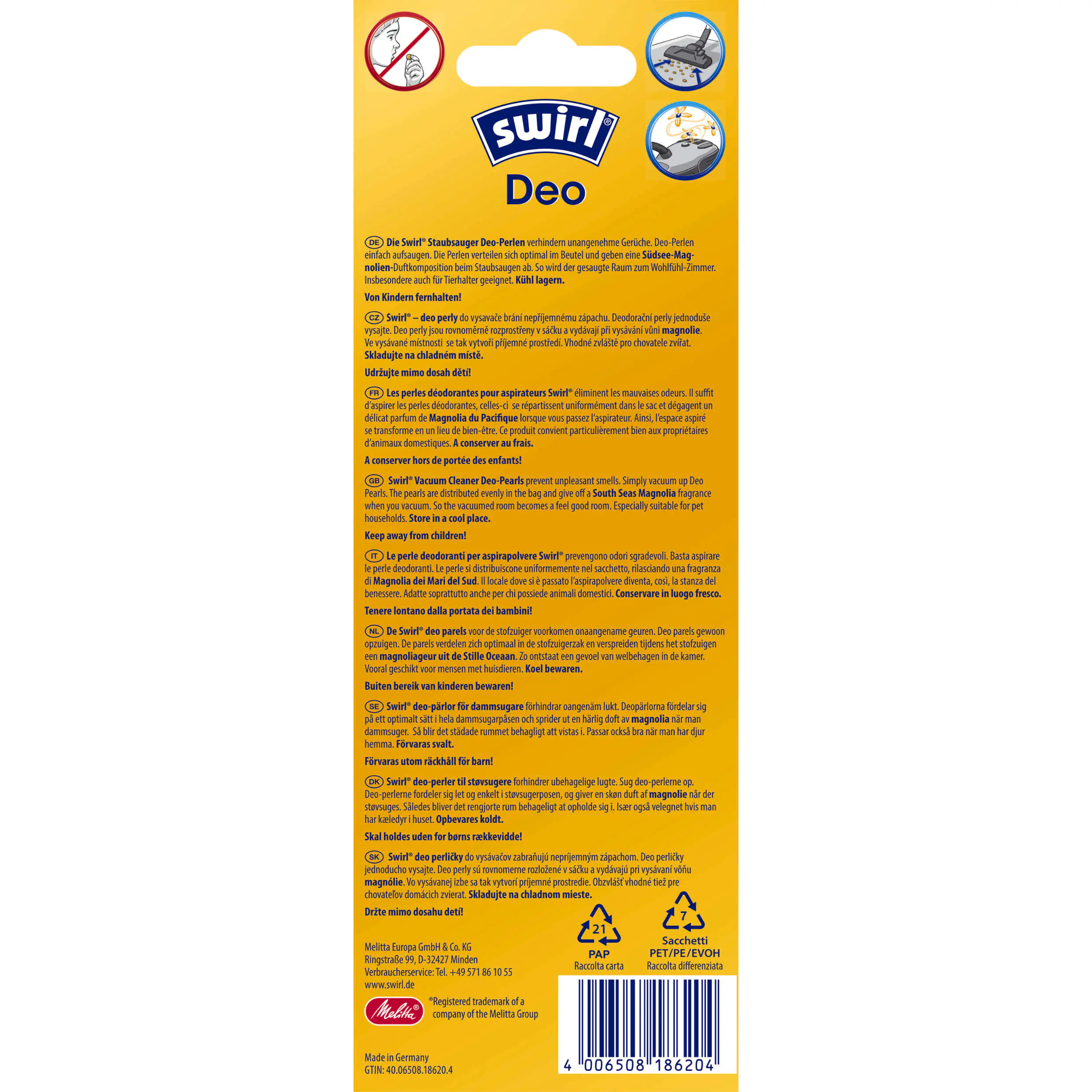 Swirl Deo Perlen für Staubsauger Südsee-Magnolie 4 Portionen