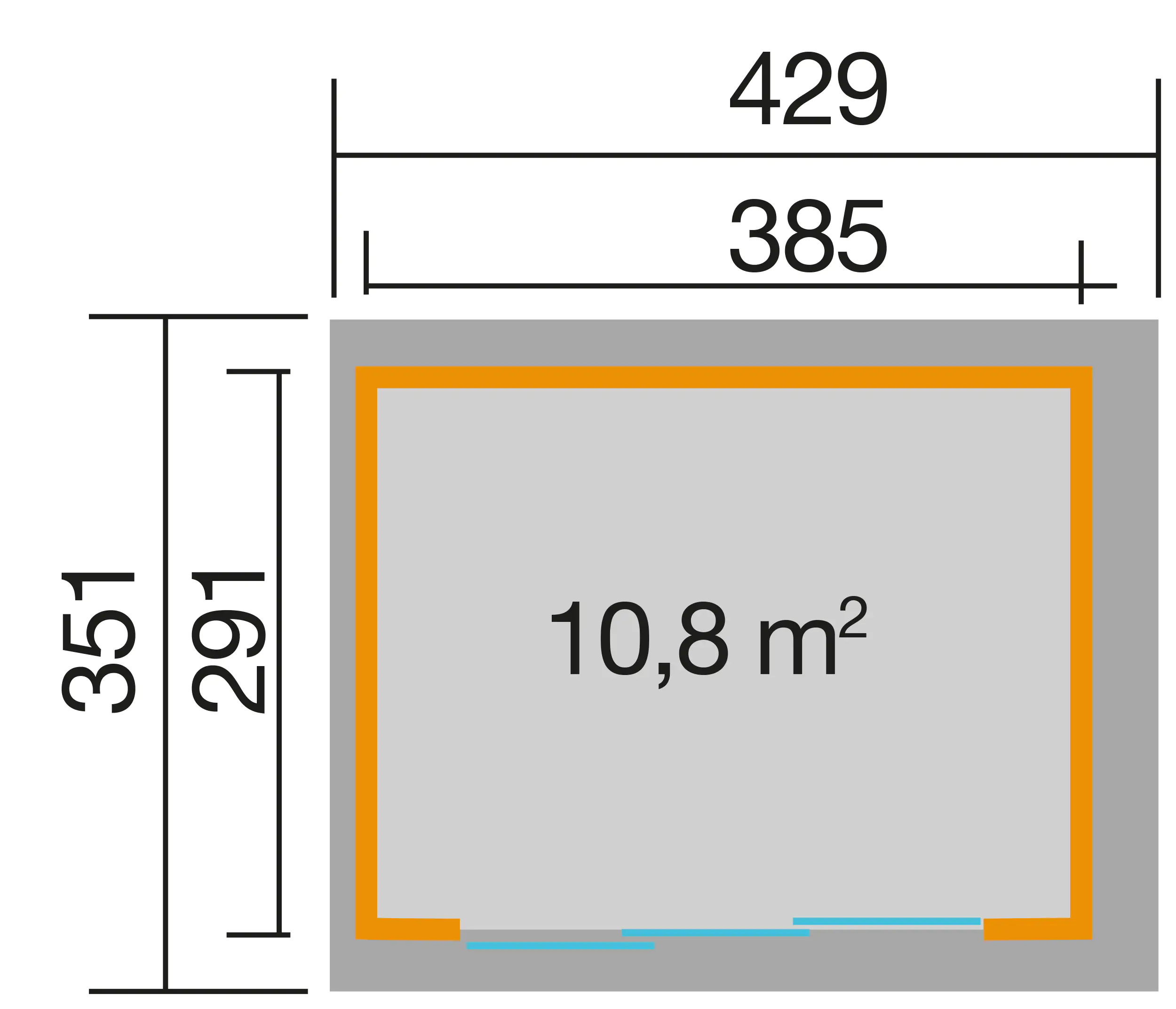 Palmako Gartenhaus Lydia 385 x 291 cm mit Schiebetüren naturbelassen