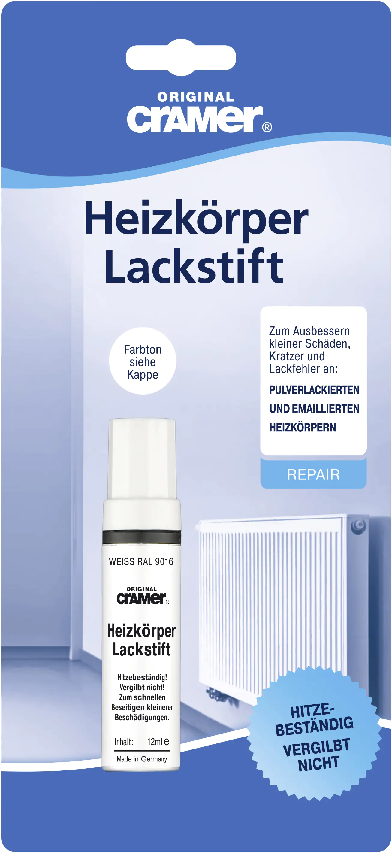 Cramer Heizkörper-Lackstift 12 ml, weiß