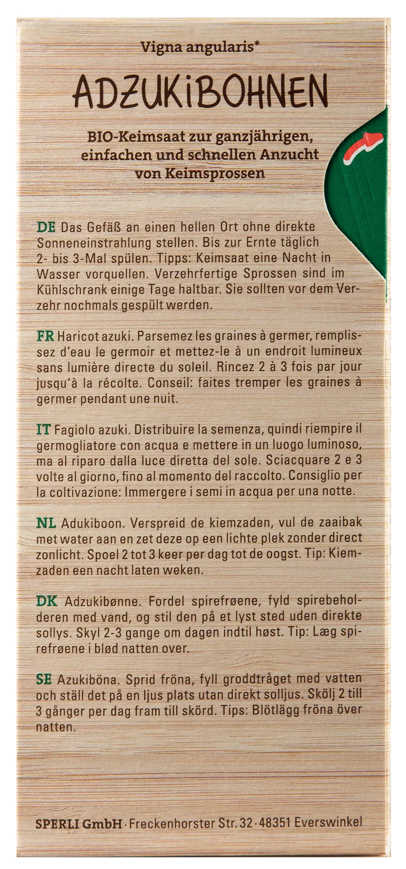 Sperli BIO Keimsprossen-Saat Adzukibohne