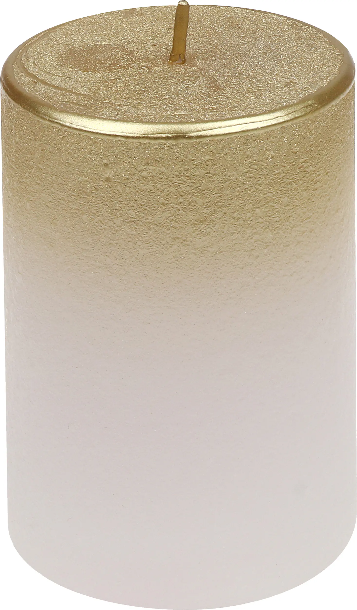 Steinhart Stumpenkerze Foggy Ø 6,8 x 10 cm weiß-gold