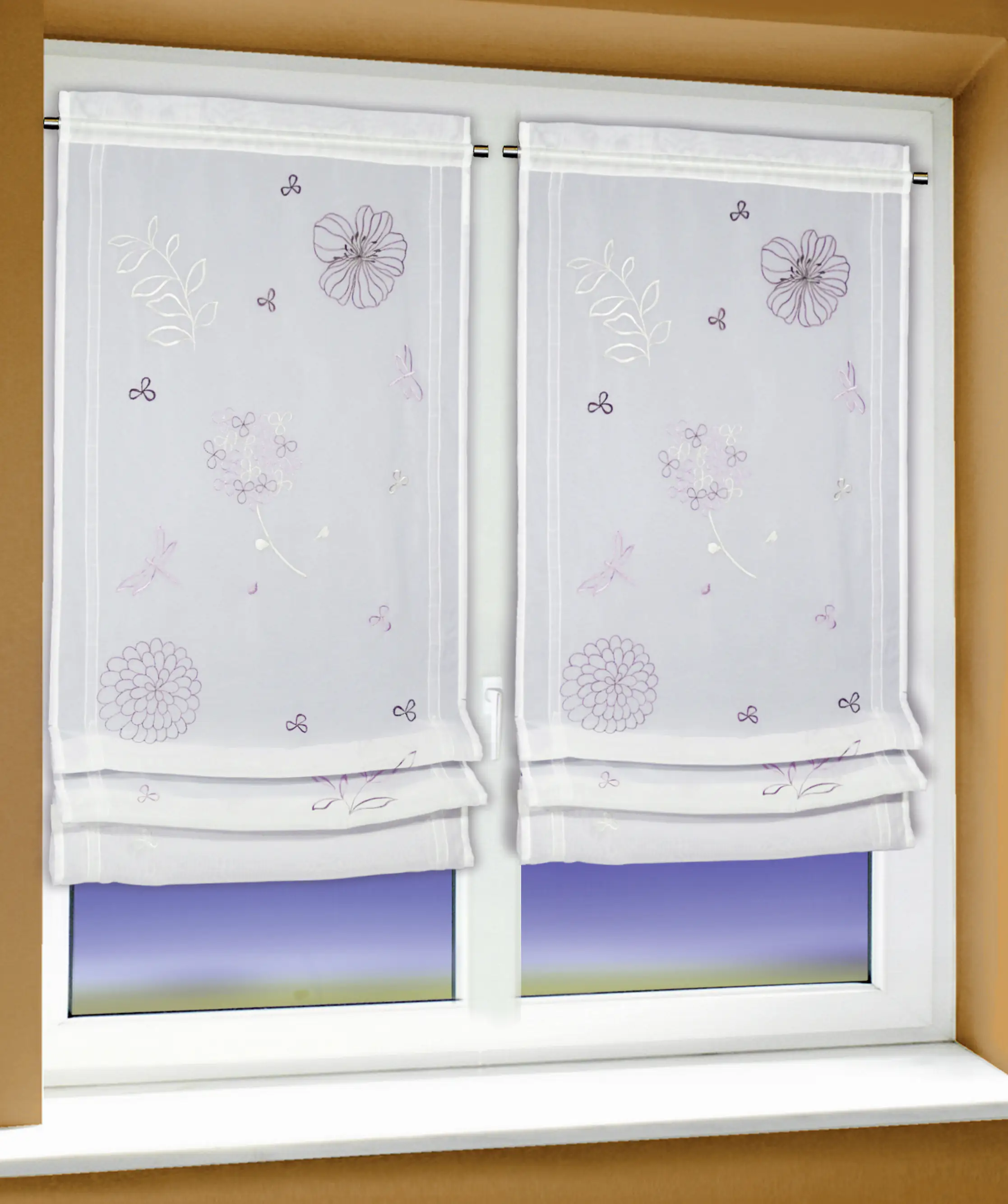 Neusser Collection Klipsrollo Sybille weiß-beere, 50 x 120 cm