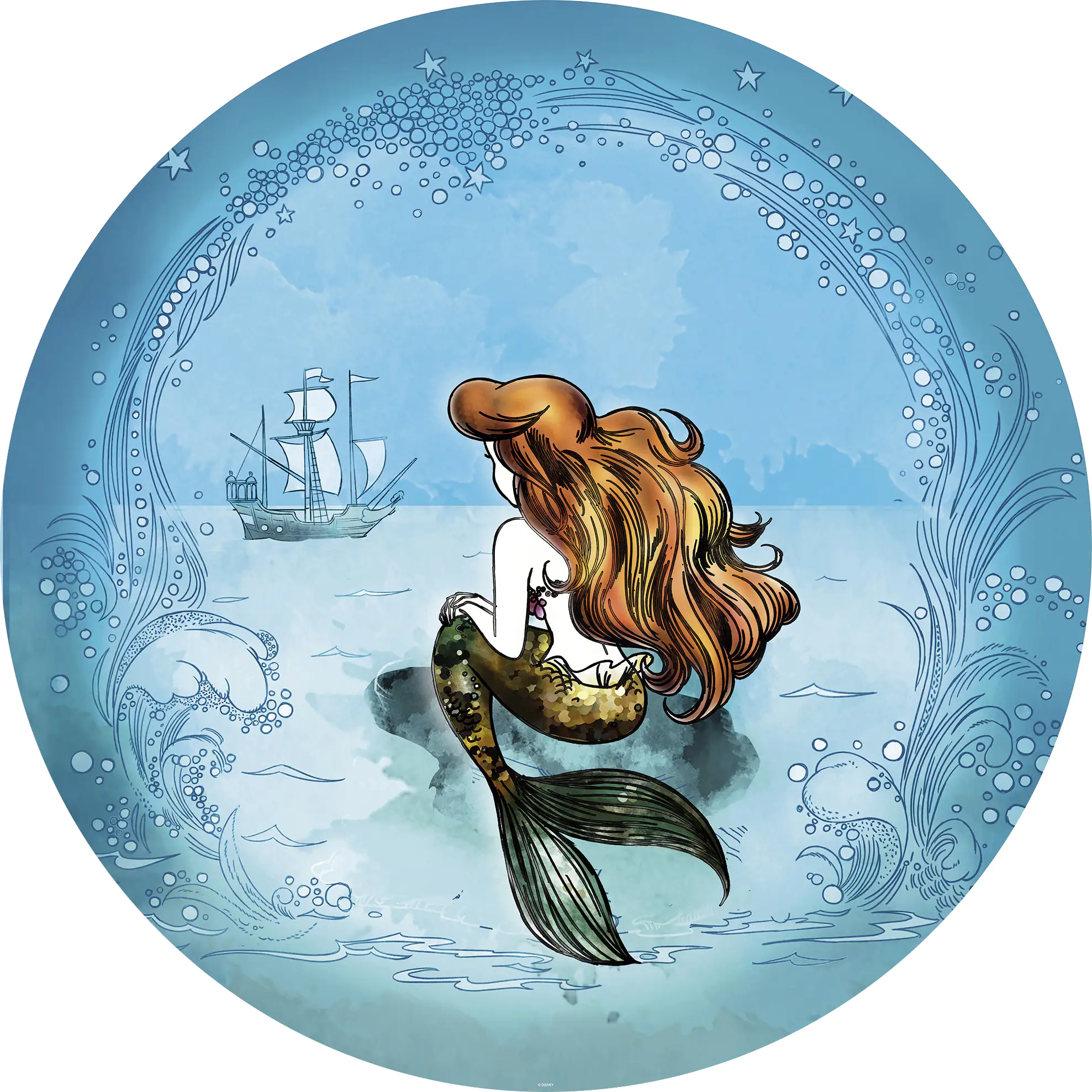 Komar Vlies Fototapete Dot Ariel Dreaming Ø 128 cm, selbstklebend Komar Vlies Fototapete Dot Ariel Dreaming Ø 128 cm, selbstklebend