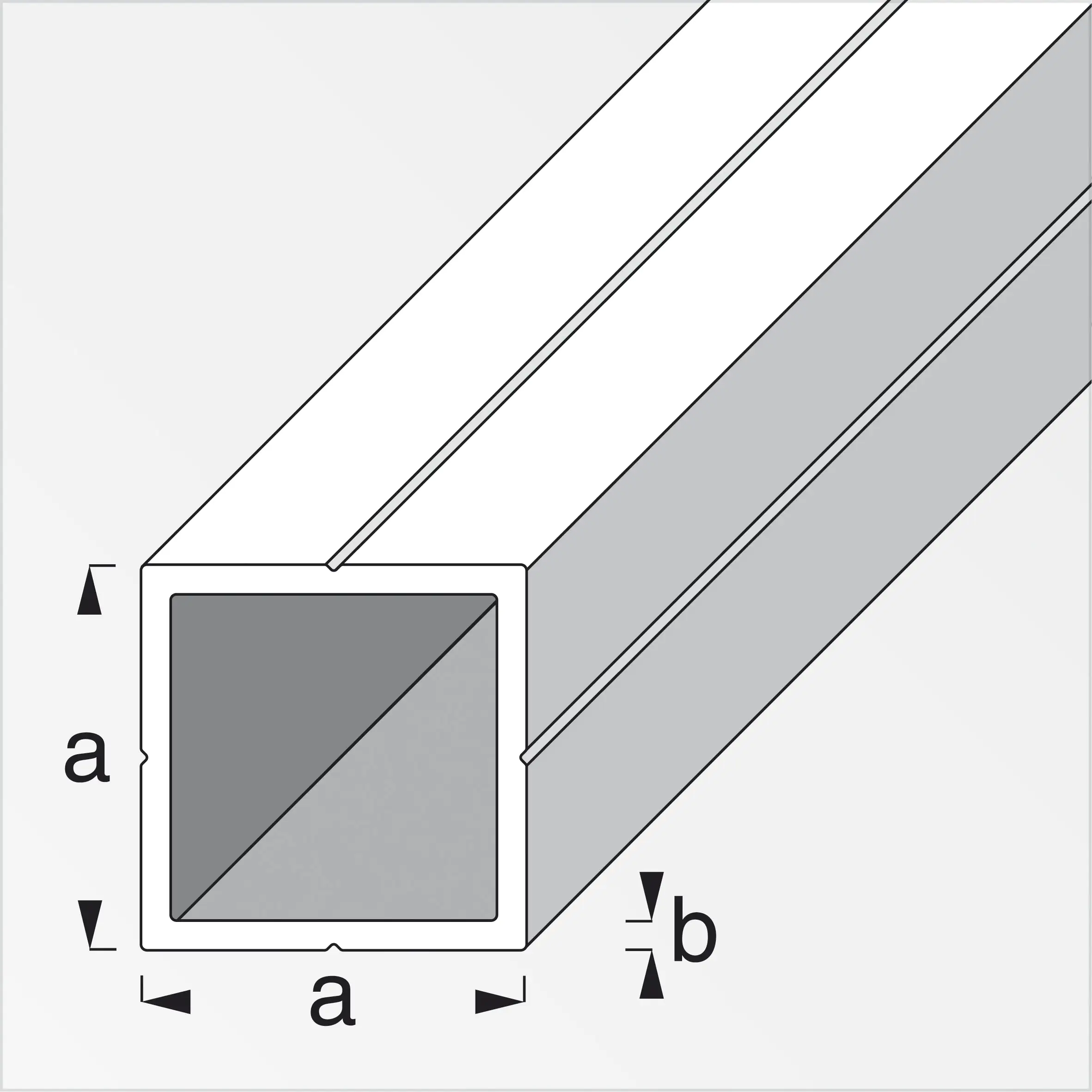 alfer Quadratrohr 0.3 m, 23.5 x 1.5 mm Aluminium beschichtet weiss