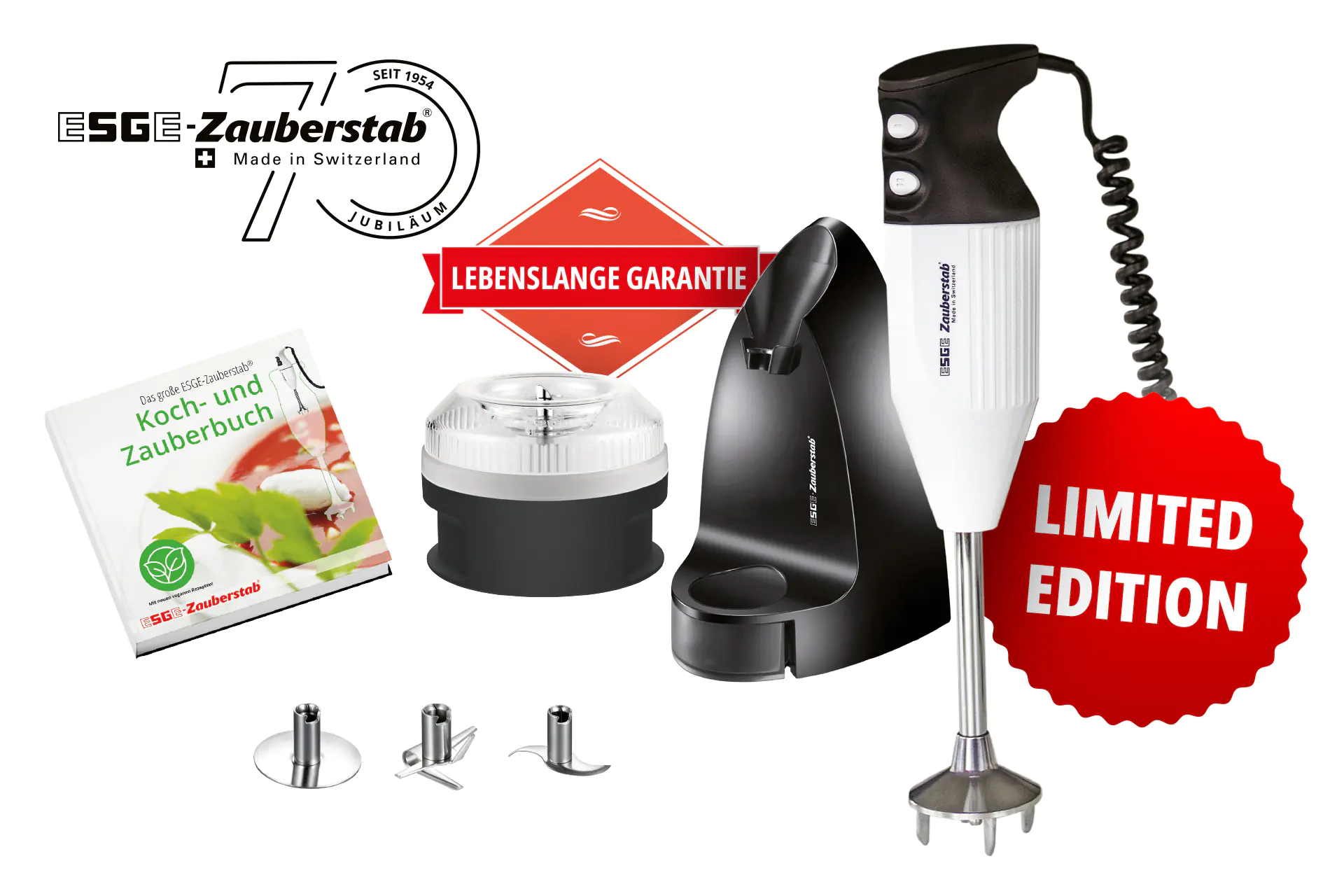 ESGE-Zauberstab M 180 Jubiläums Edition Petticoat weiß-schwarz 180 Watt